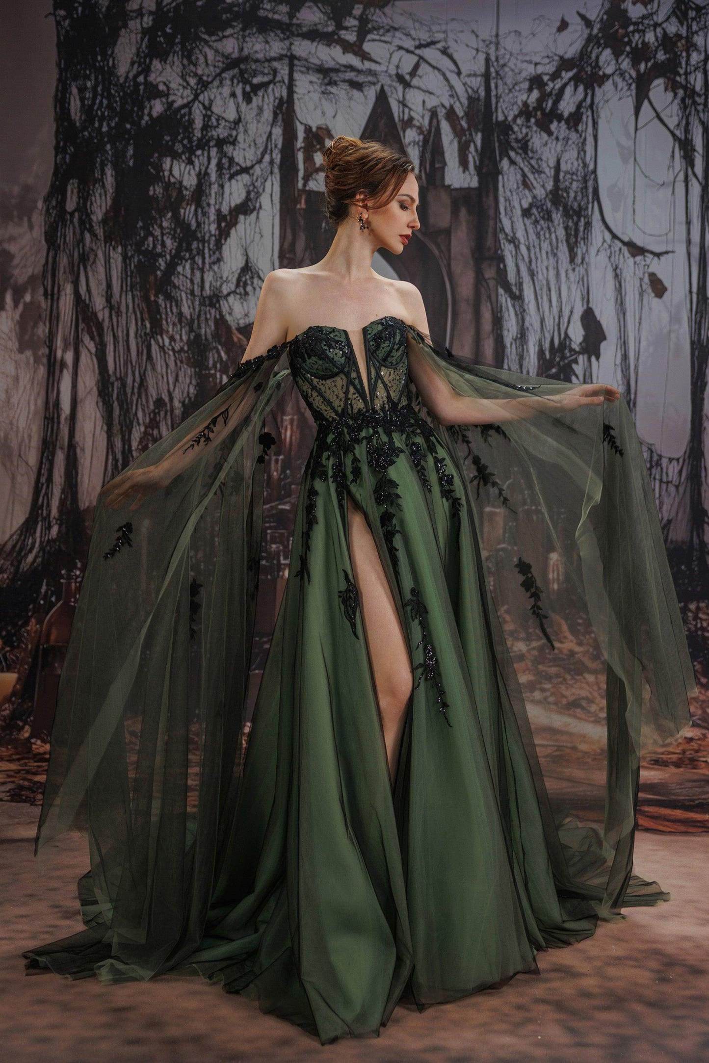 A-Line Court Train Sequined Lace Tulle Wedding Dress VBCW3352