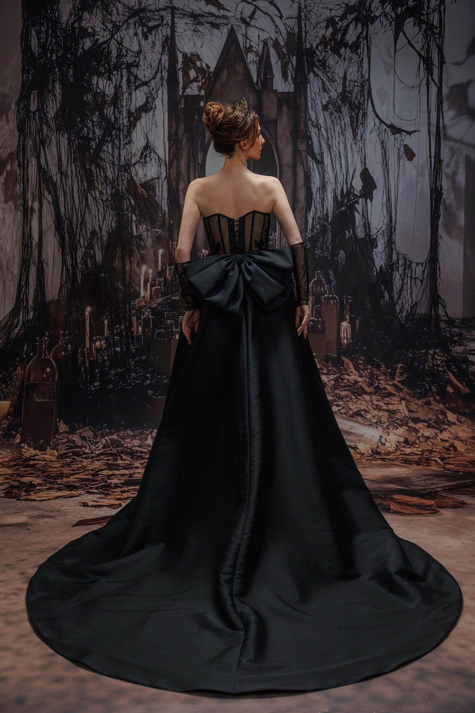 A-Line Court Train Mikado Tulle Wedding Dress VBCW3350