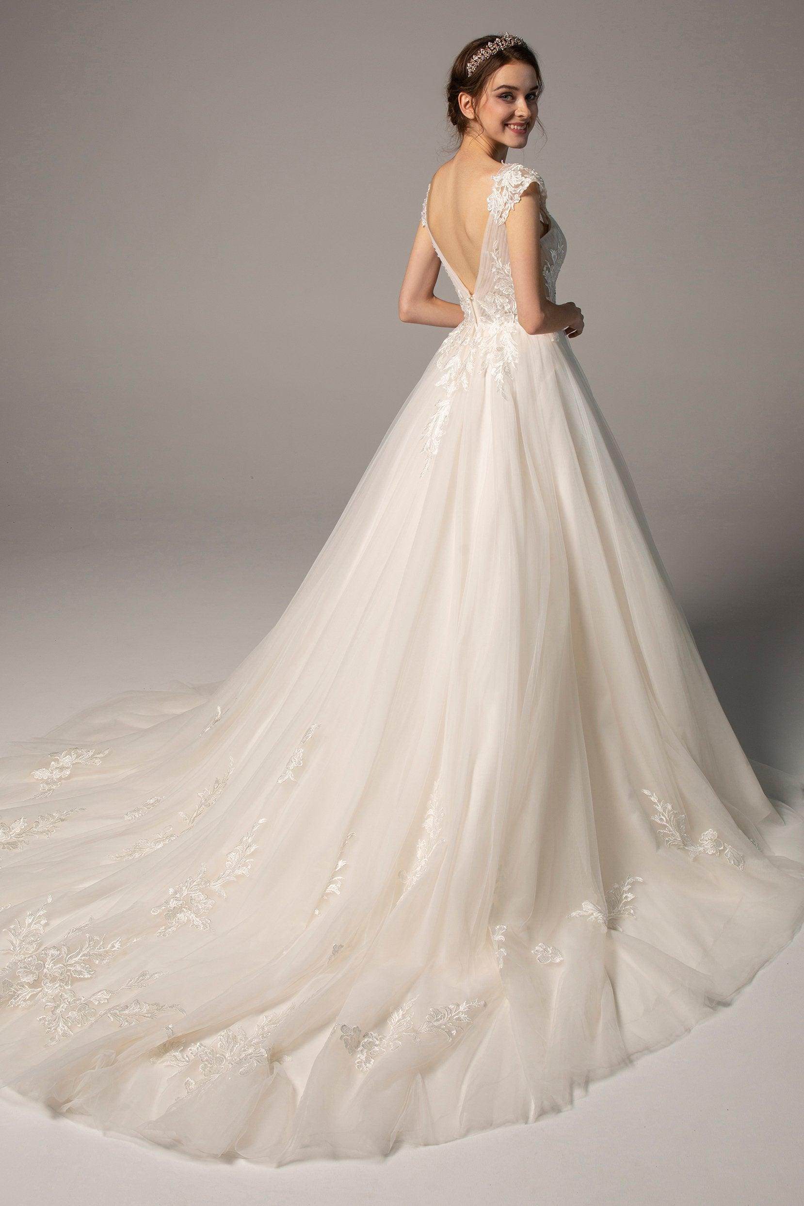 A-Line Court Train Tulle Wedding Dress VBCW2358