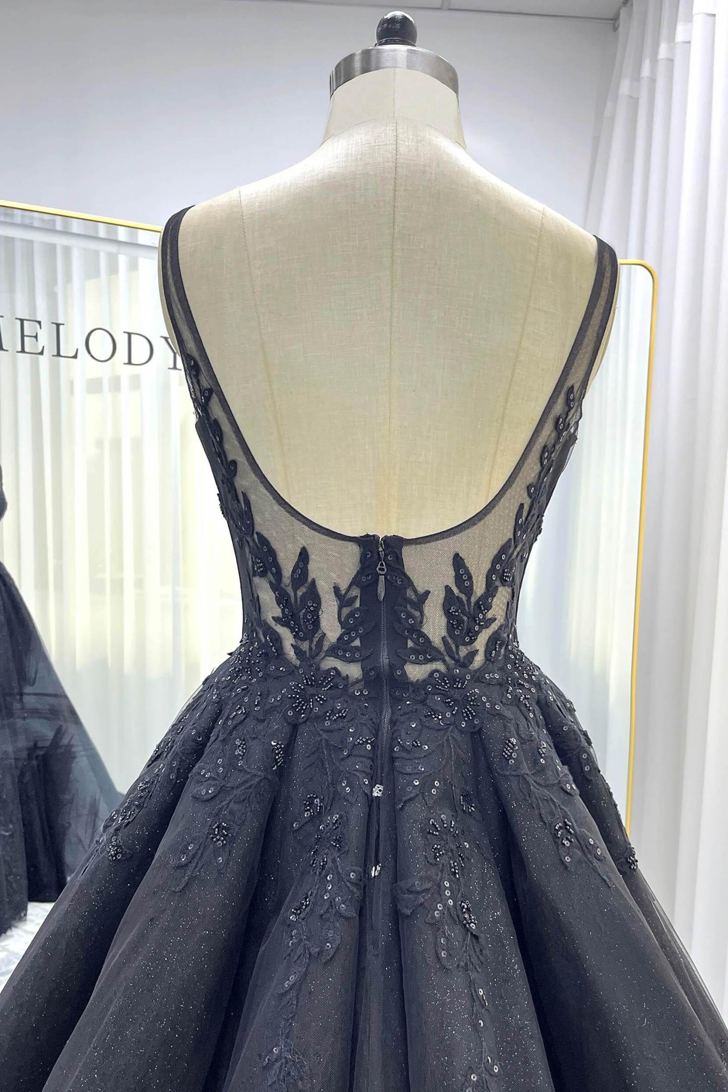 A-Line Court Train Sparkle Tulle Wedding Dress VBCW3528