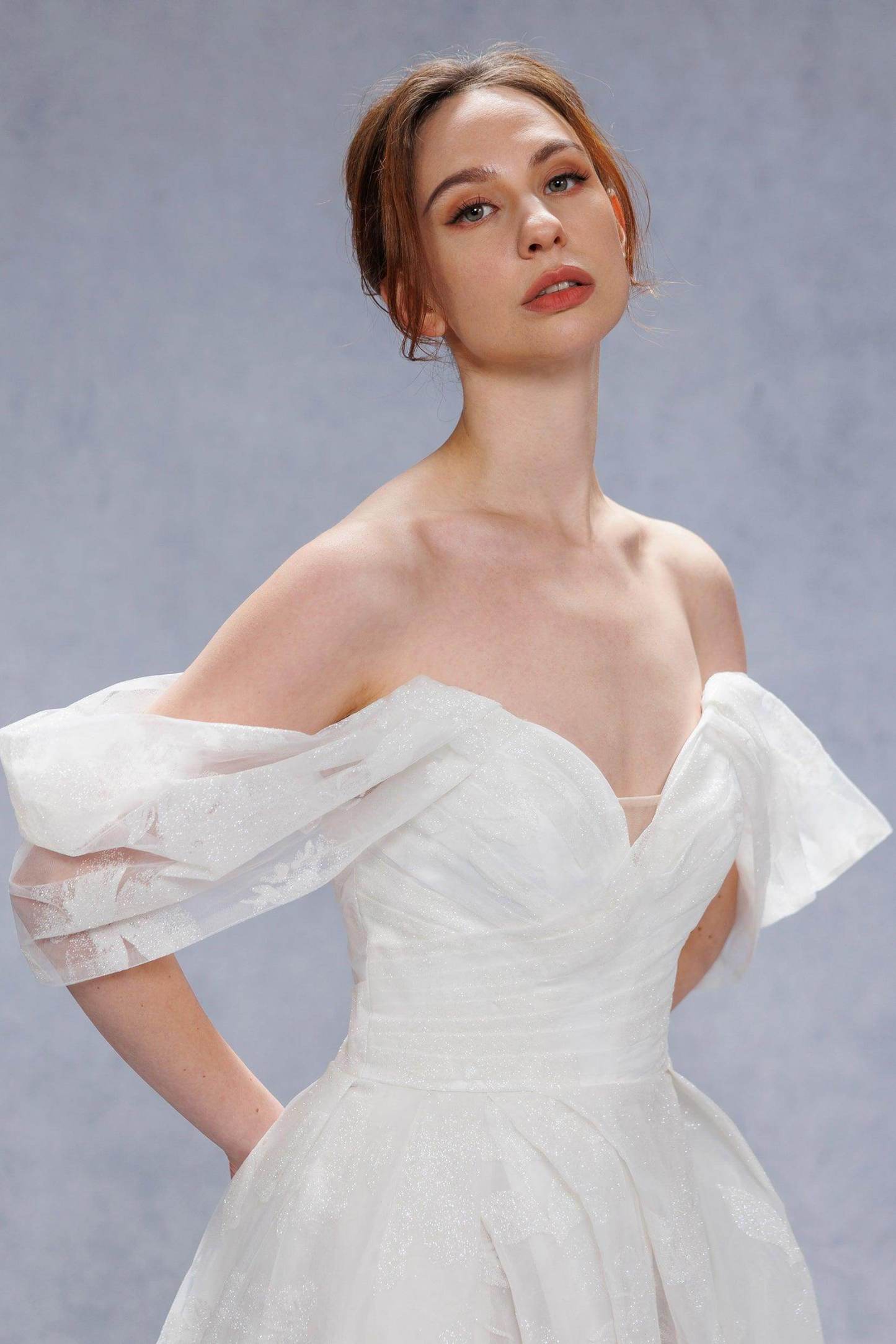 A-Line Court Train Glitter Wedding Dress VBCW3340