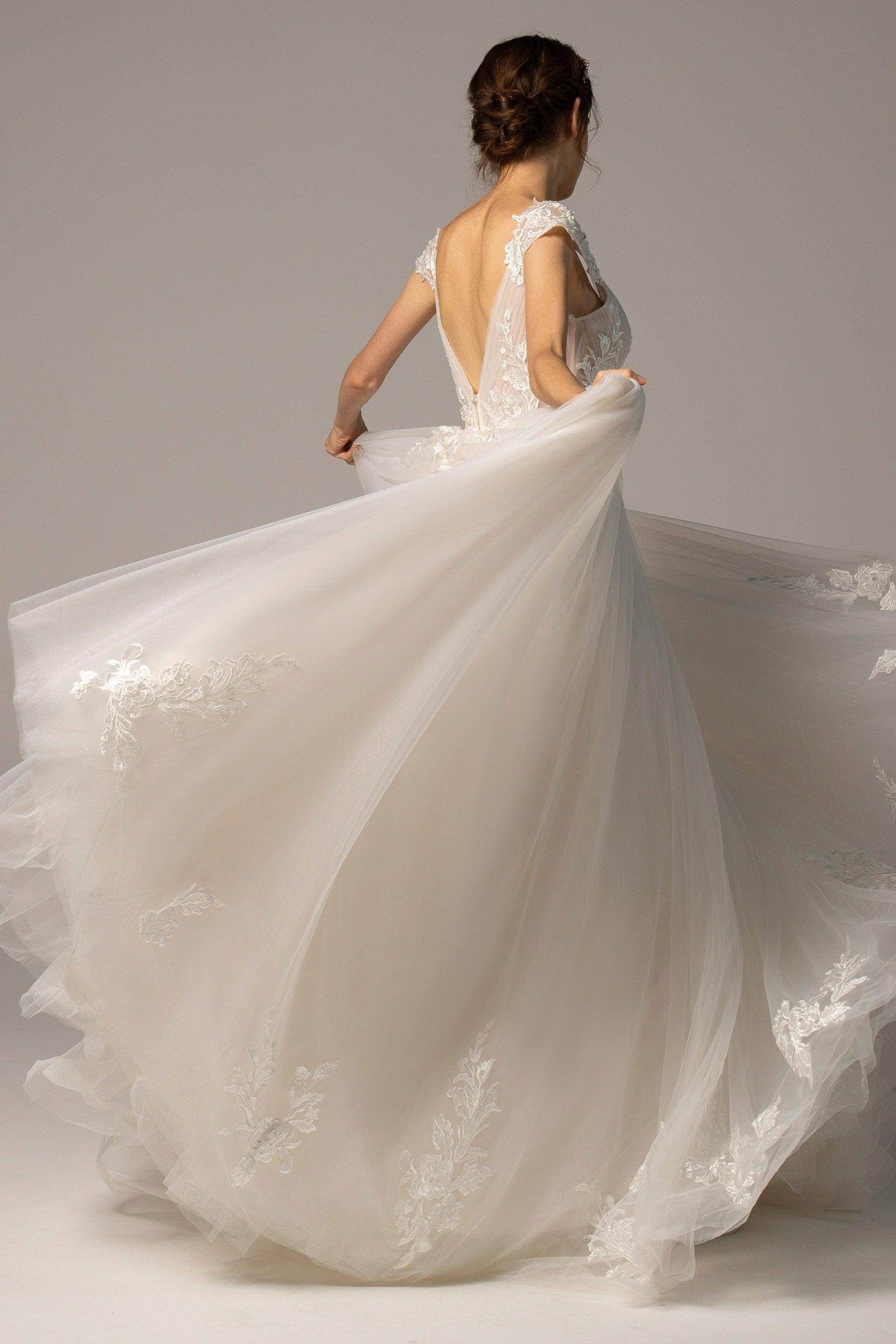 A-Line Court Train Tulle Wedding Dress VBCW2358