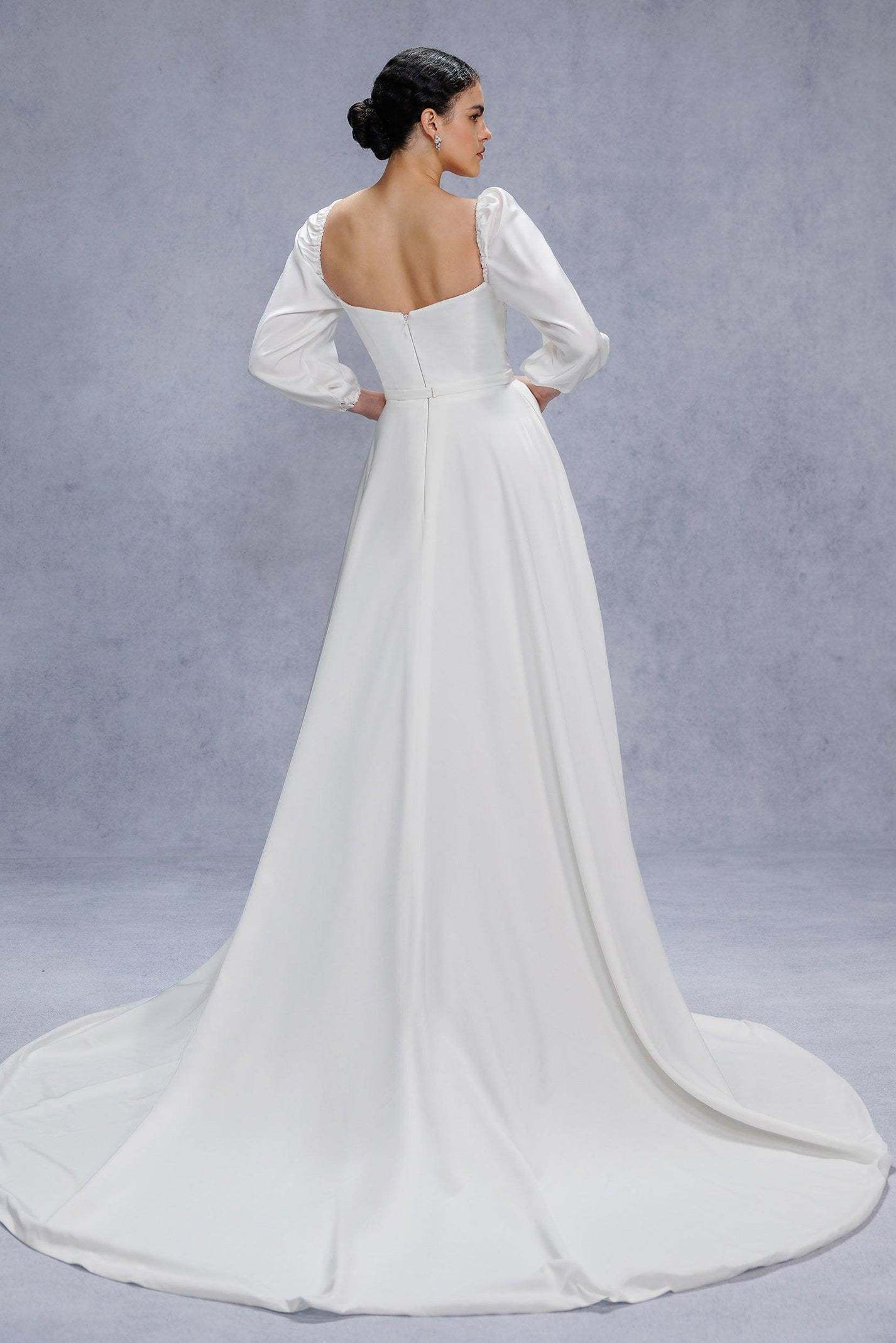 A-Line Court Train Satin Wedding Dress VBCW3329