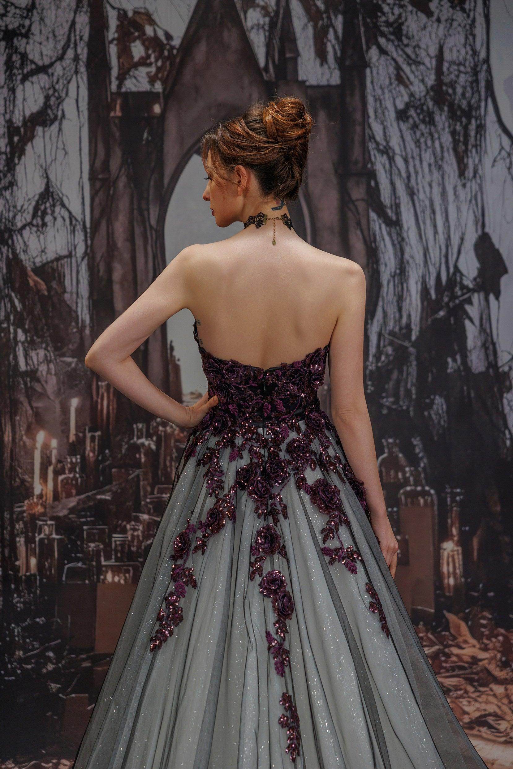 A-Line Court Train Lace Tulle Wedding Dress VBCW3345