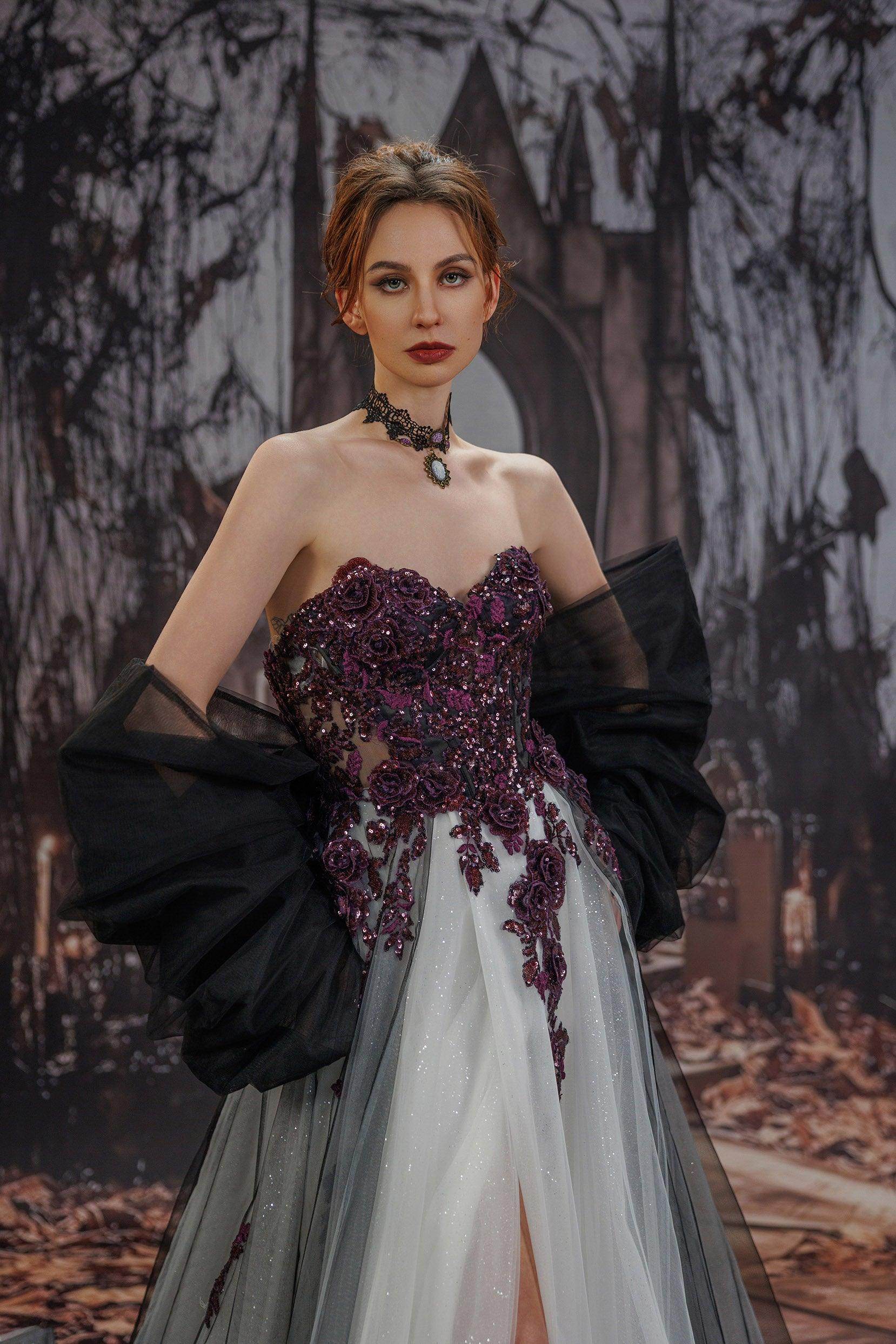 A-Line Court Train Lace Tulle Wedding Dress VBCW3345