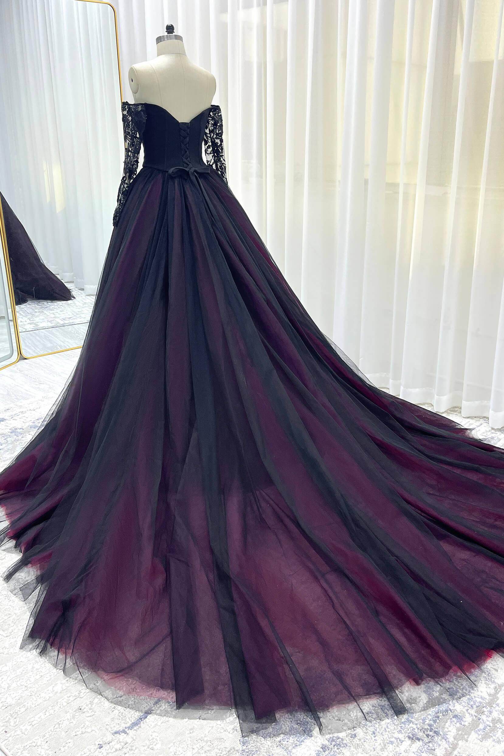 Trumpet-Mermaid Chapel Train Lace Tulle Wedding Dress VBCW3344