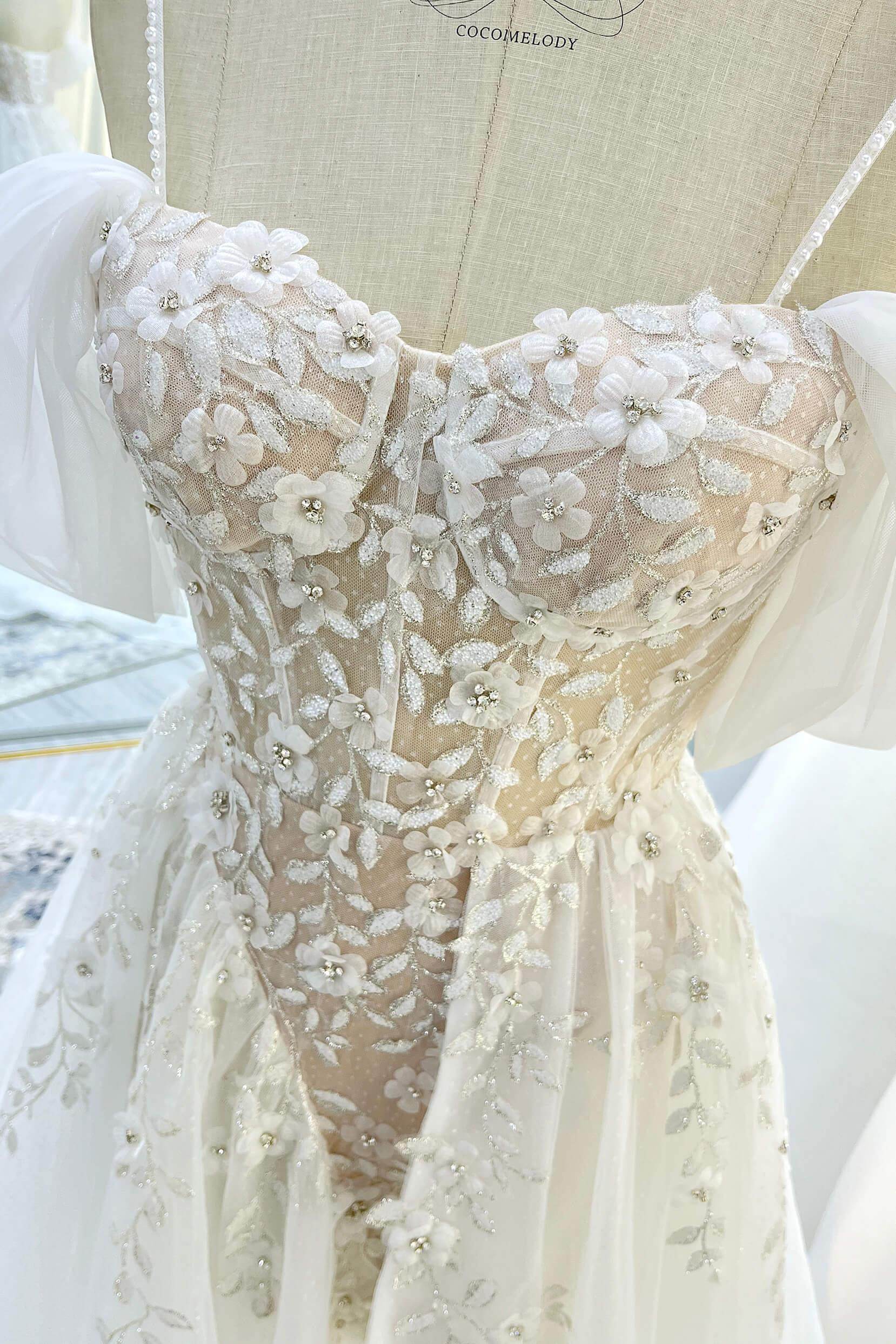 A-Line Court Train Tulle Wedding Dress VBCW3343