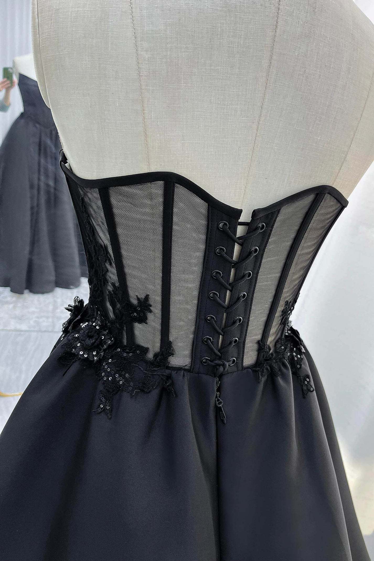 A-Line Court Train Mikado Tulle Wedding Dress VBCW3350