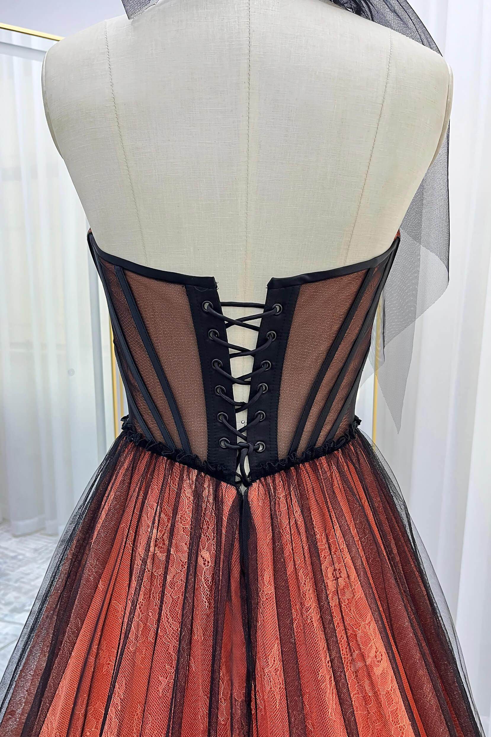 A-Line Chapel Train Sequined Lace Tulle Wedding Dress VBCW3348