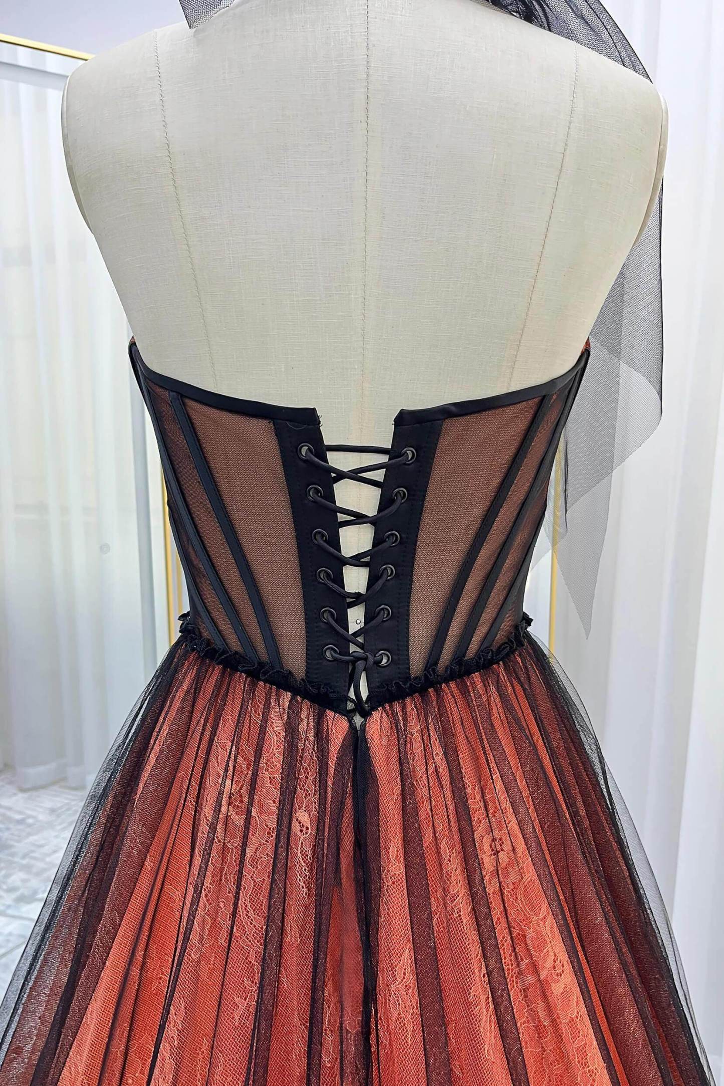 A-Line Chapel Train Sequined Lace Tulle Wedding Dress VBCW3348