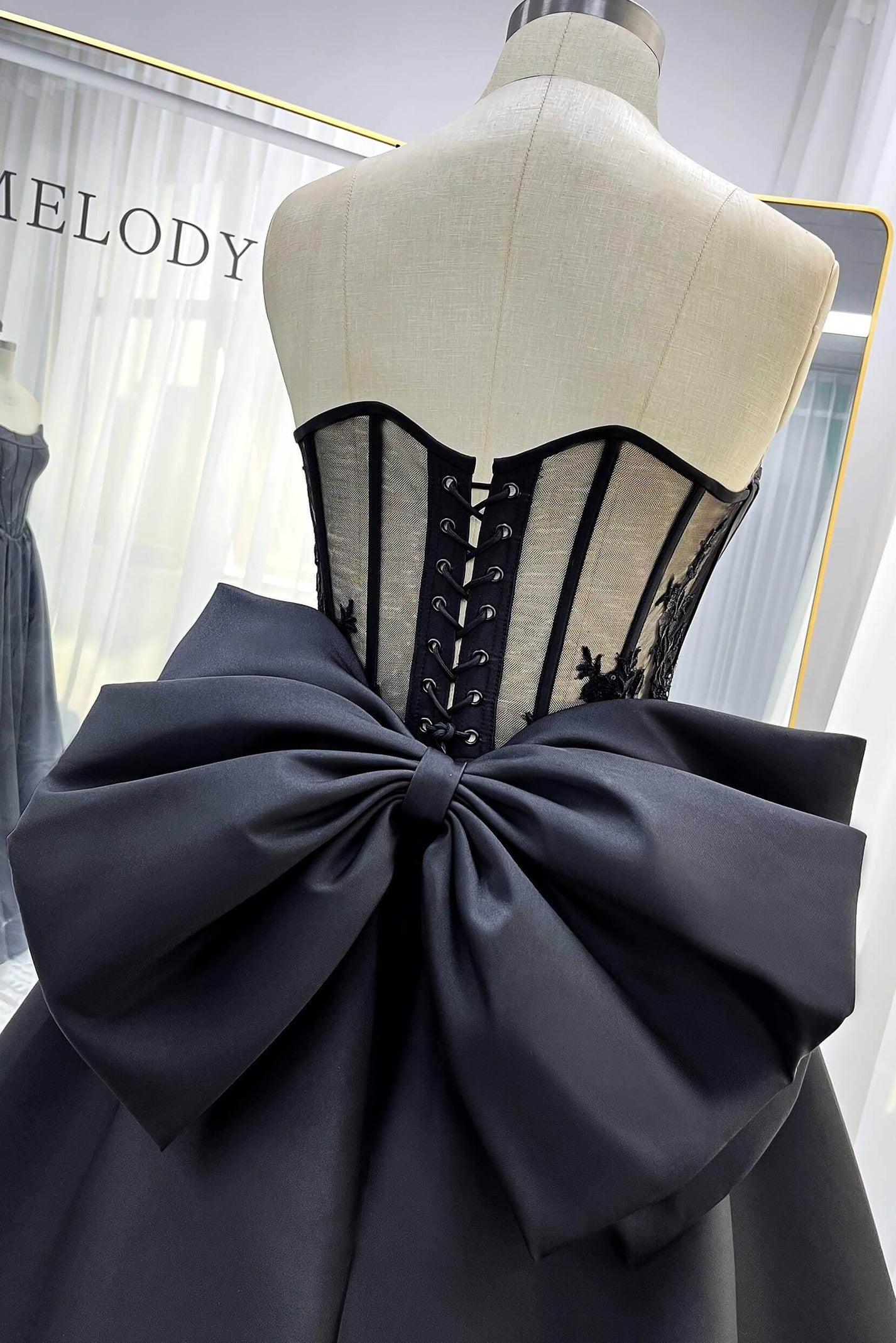 A-Line Court Train Mikado Tulle Wedding Dress VBCW3350