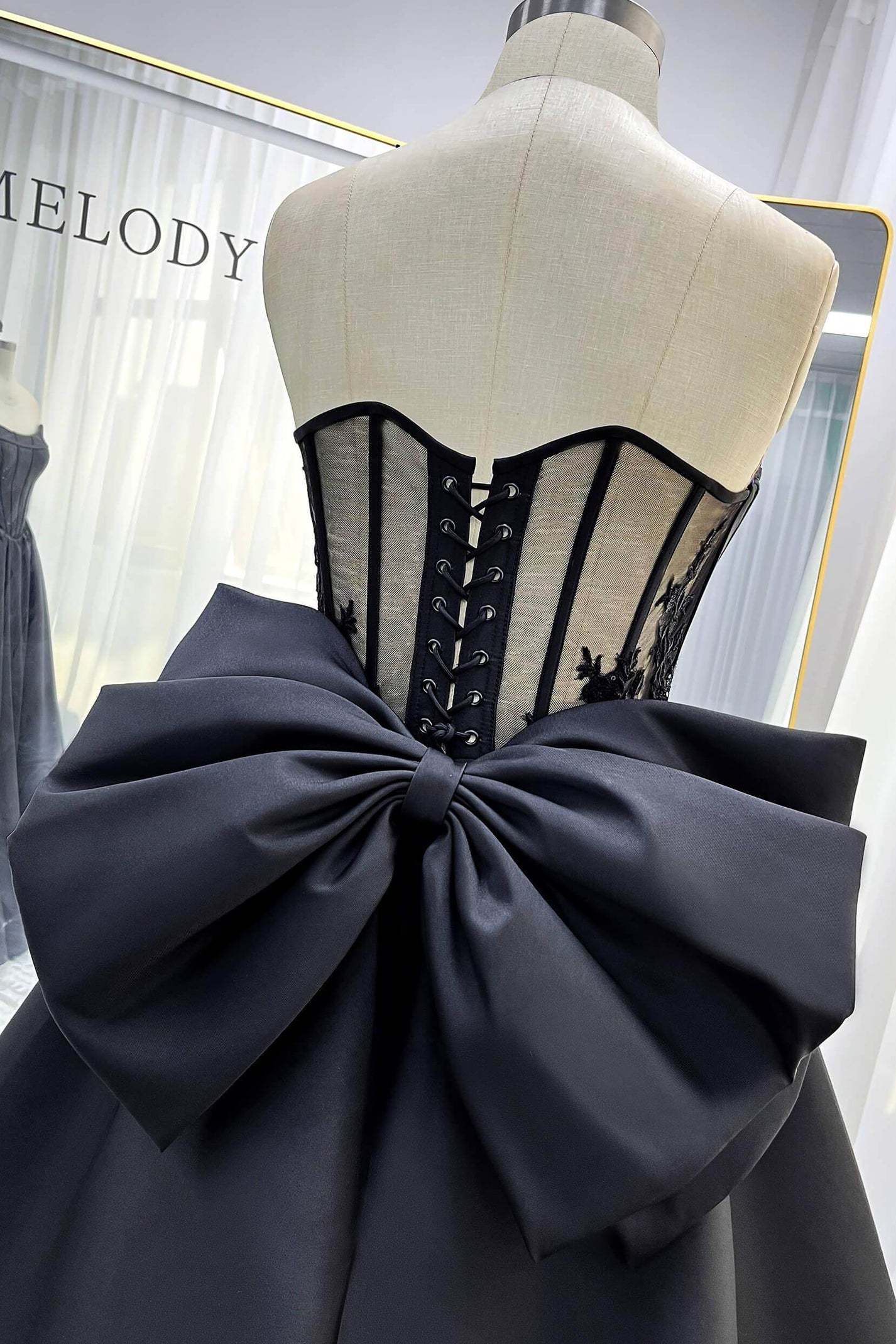 A-Line Court Train Mikado Tulle Wedding Dress VBCW3350