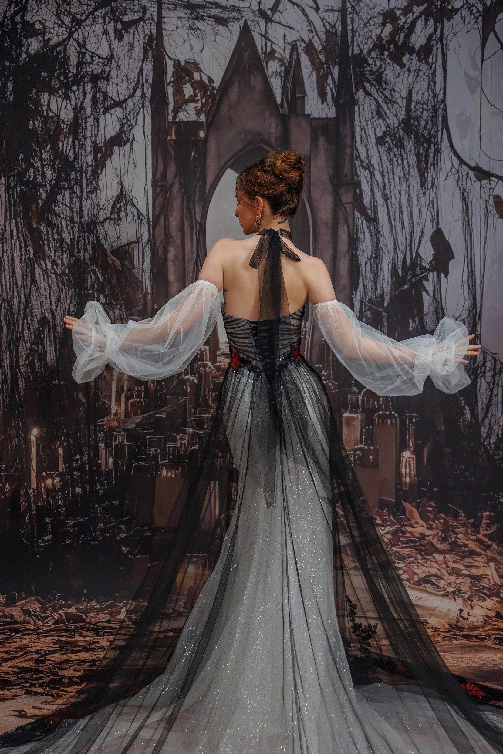 A-Line Cathedral Train Glitter Sparkle Tulle Wedding Dress VBCW3349