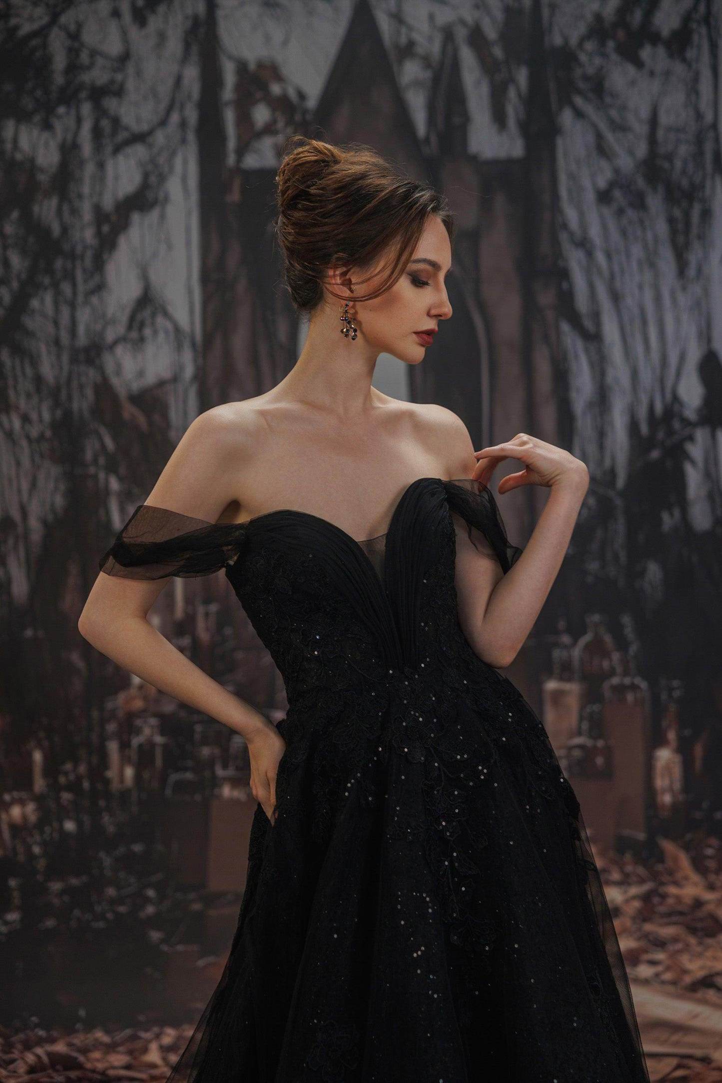 A-Line Court Train Sparkle Tulle Wedding Dress VBCW3527