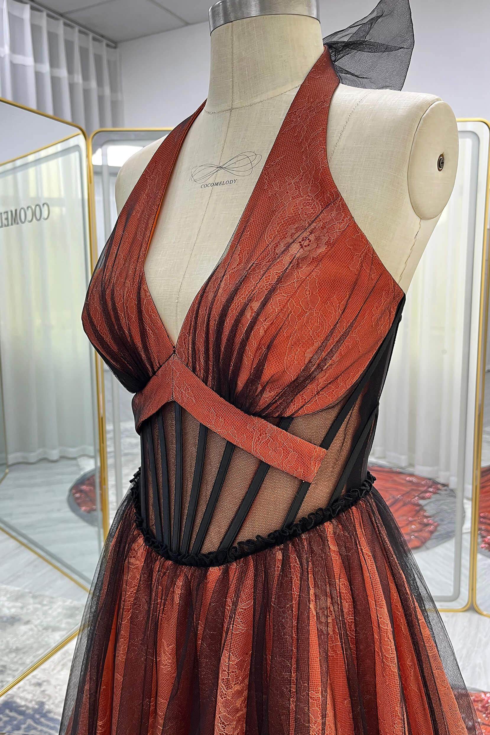 A-Line Chapel Train Sequined Lace Tulle Wedding Dress VBCW3348