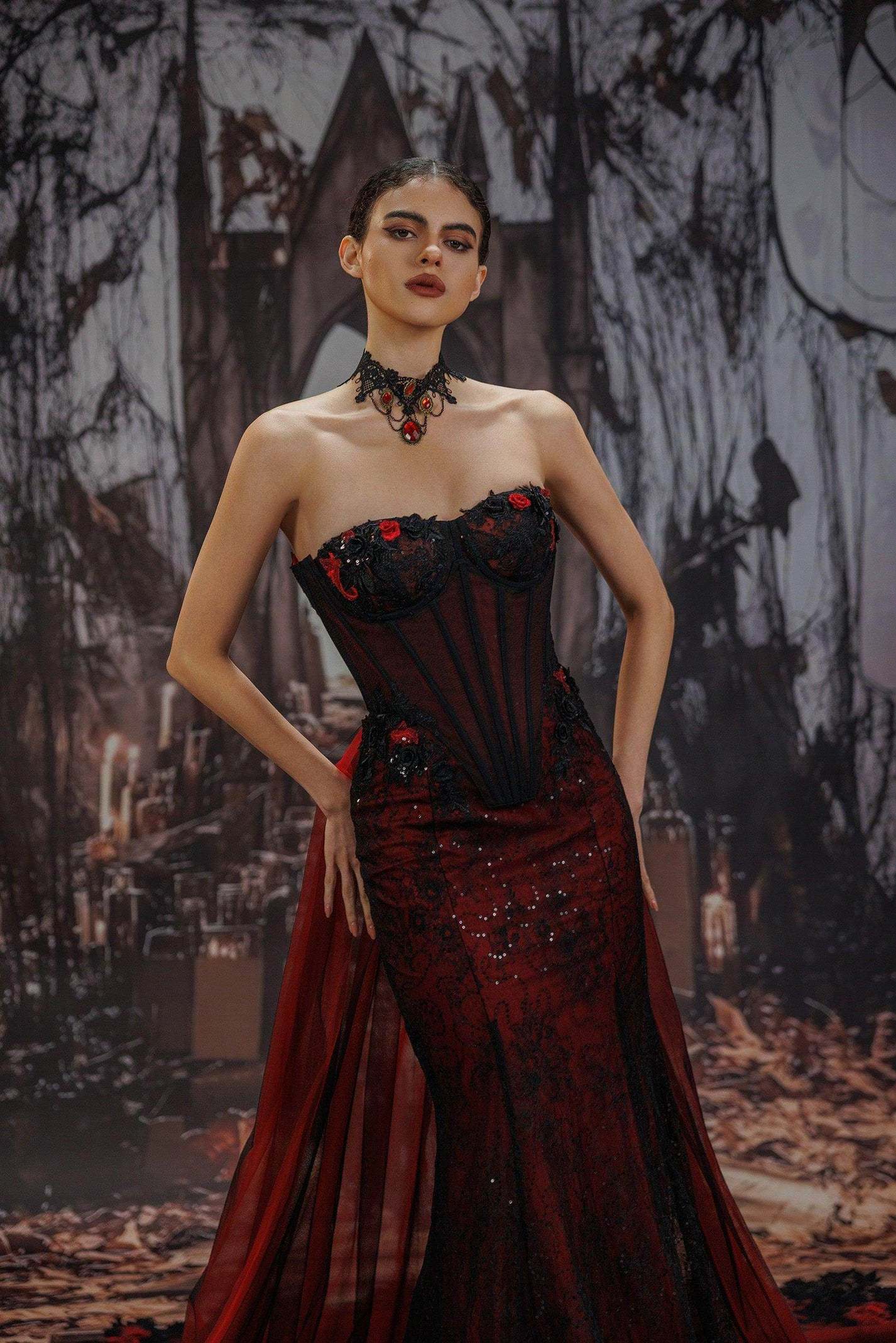 Trumpet-Mermaid Chapel Train Sequined Lace Tulle Wedding Dress VBCW3346