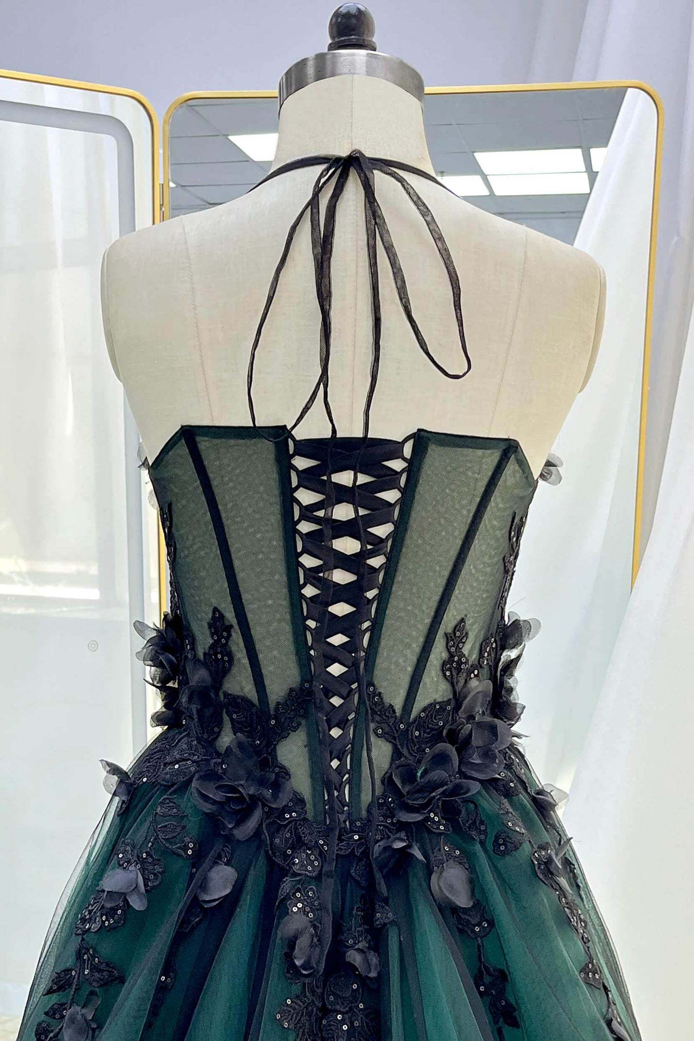 A-Line Chapel Train Sequined Lace Tulle Wedding Dress VBCW3347