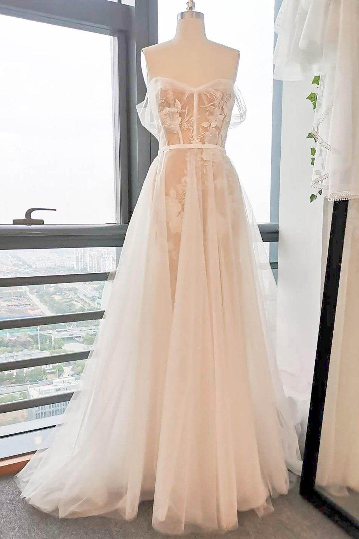 Sheath Sweep-Brush Train Lace Tulle Wedding Dress VBCW2747