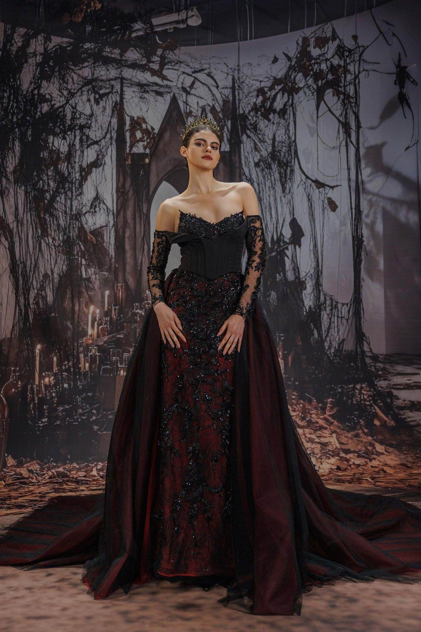 Trumpet-Mermaid Chapel Train Lace Tulle Wedding Dress VBCW3344