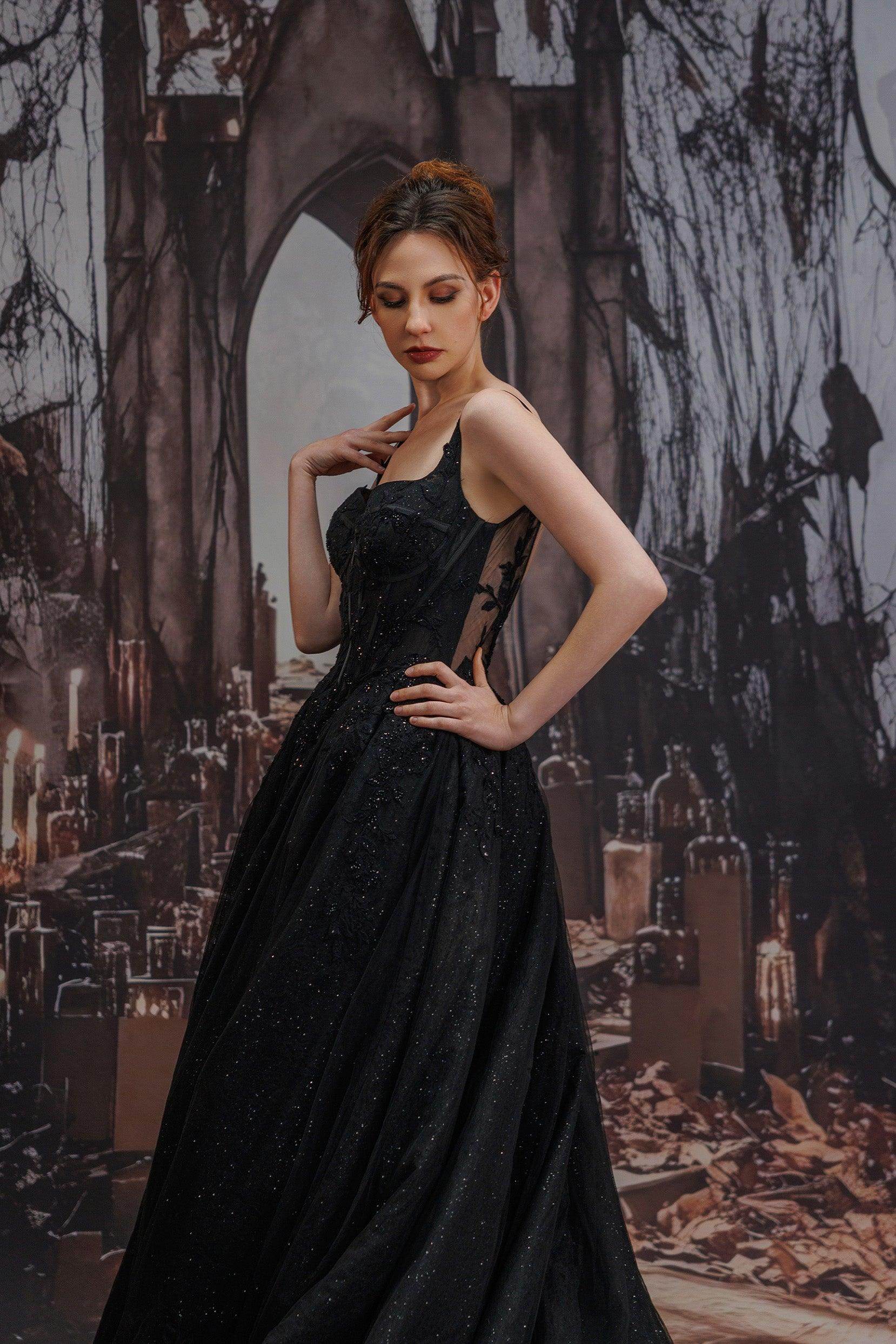 A-Line Court Train Sparkle Tulle Wedding Dress VBCW3528