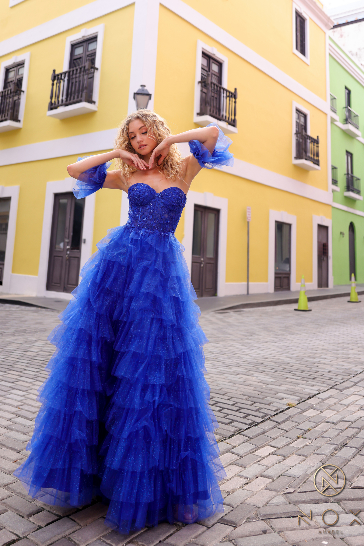 A-Line Sweetheart Glitter Tulle Tiered Skirt Gown #T1338