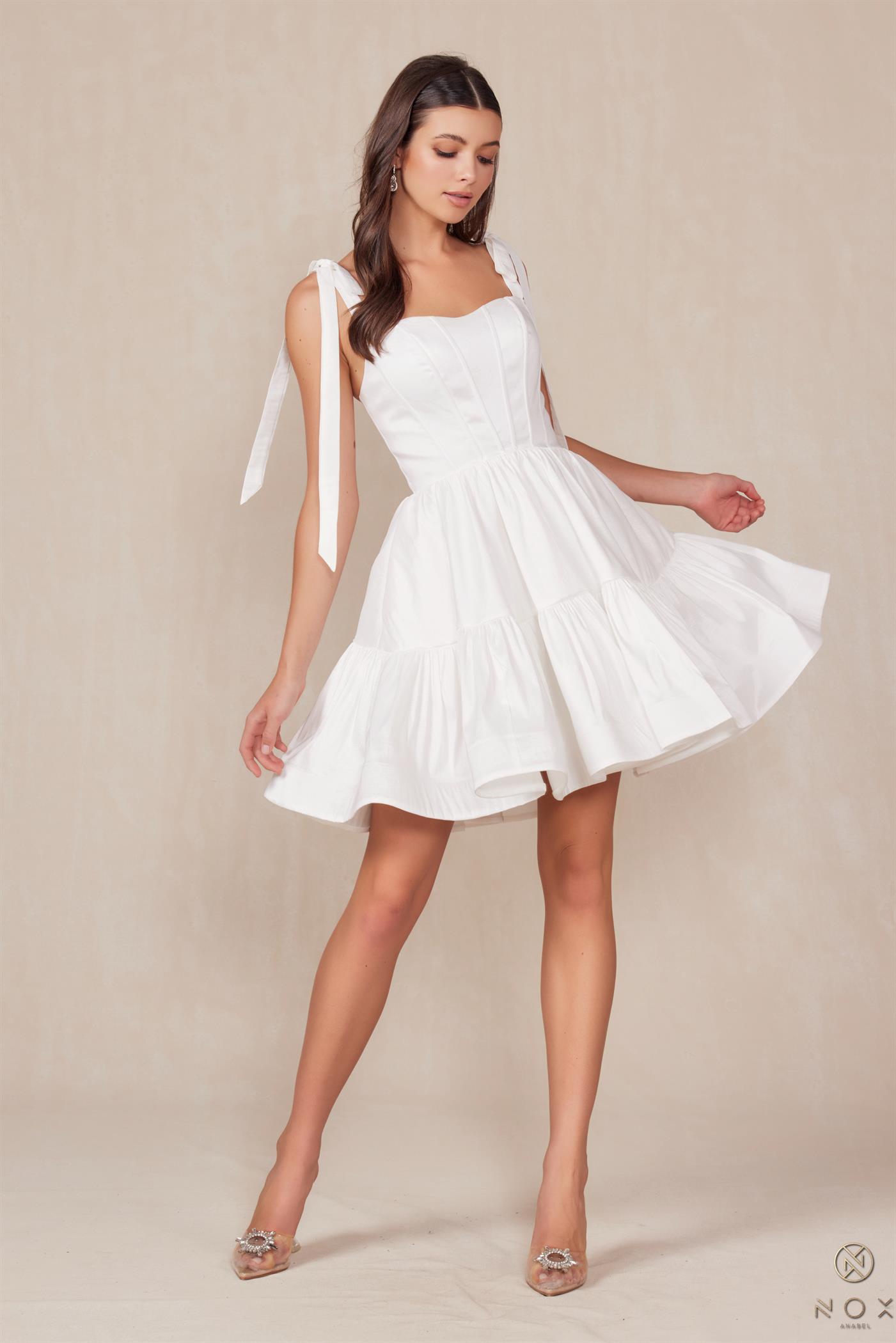 Tie- Strap Corset Fit & Flare Wedding Dress  T869W