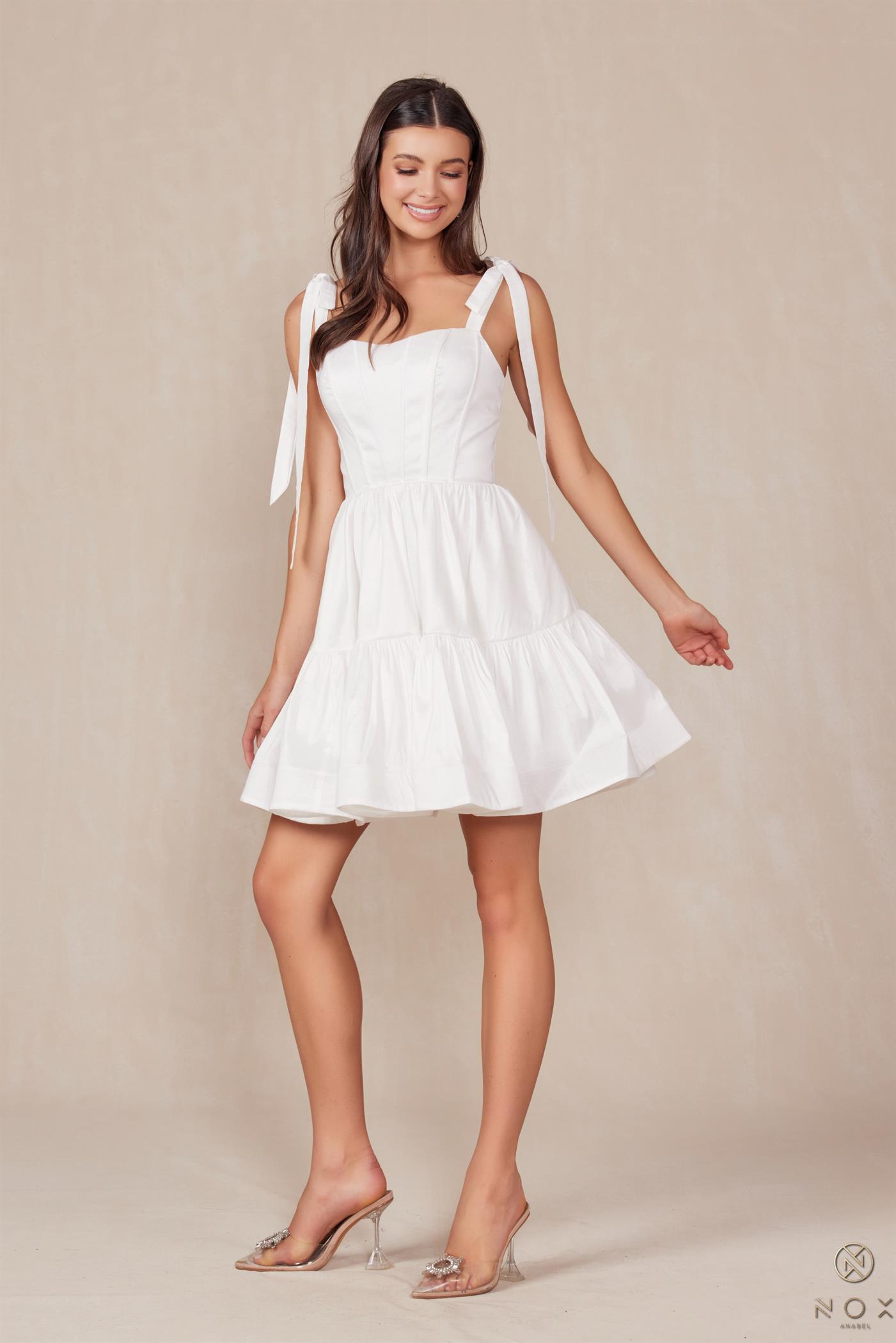 Tie- Strap Corset Fit & Flare Wedding Dress  T869W