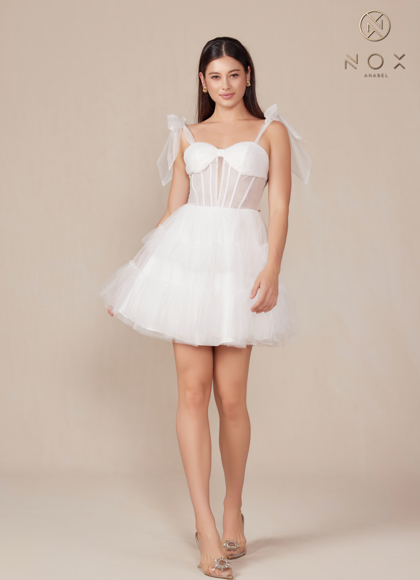 Tie- Strap Corset Fit & Flare Tulle Wedding Dress Y858W