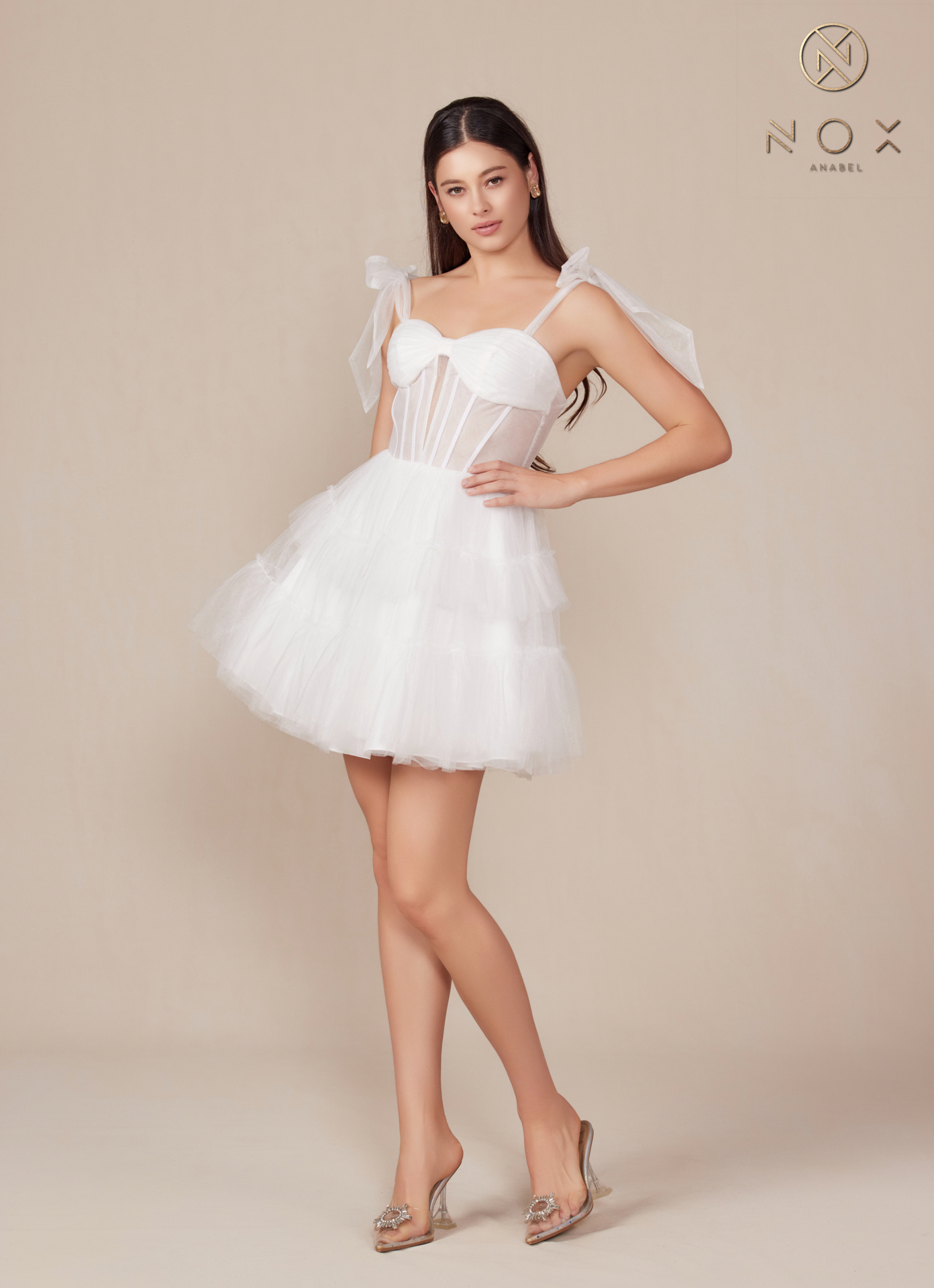 Tie- Strap Corset Fit & Flare Tulle Wedding Dress Y858W