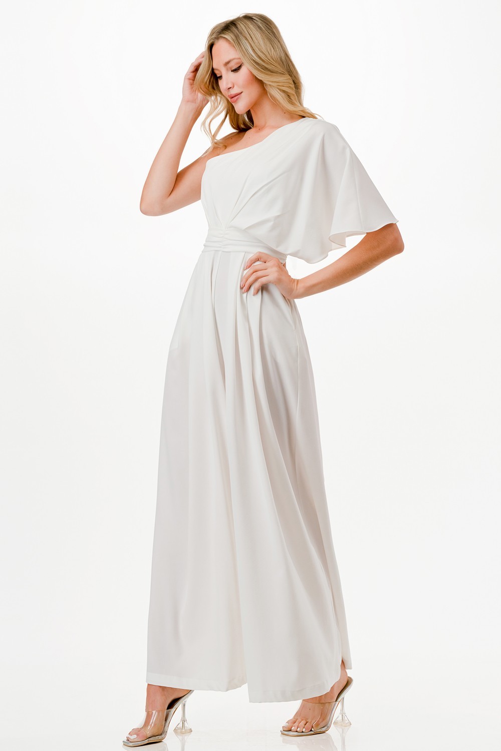 One Shoulder Wide Leg Jumpsuit