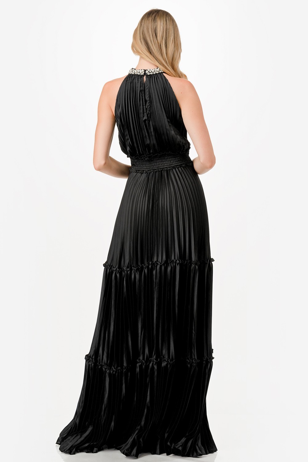 Embellished Satin Maxi Dress