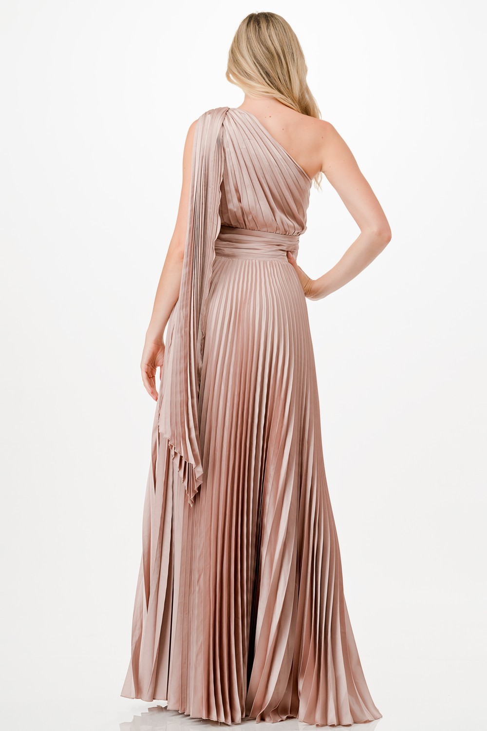 One Shoulder Satin Maxi Dress