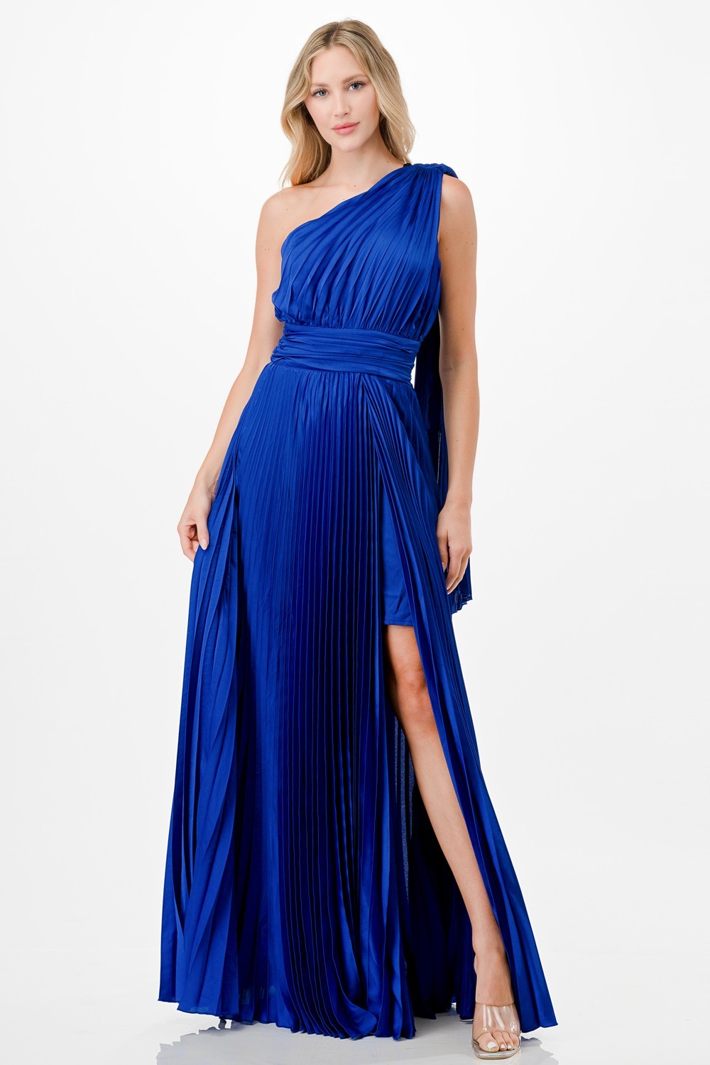 One Shoulder Satin Maxi Dress