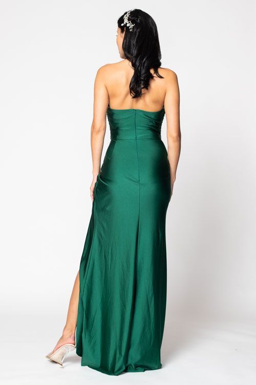 BARI JAY STYLE 2206 Halter Pleated Criss-Cross Bridesmaid Dress With Keyhole