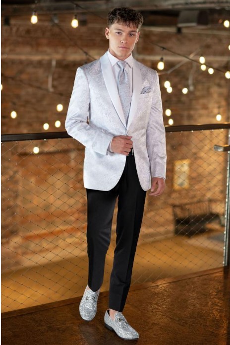 (Rent) WHITE SILVER PAISLEY ARIES MARK OF DISTINCTION | STYLE 172