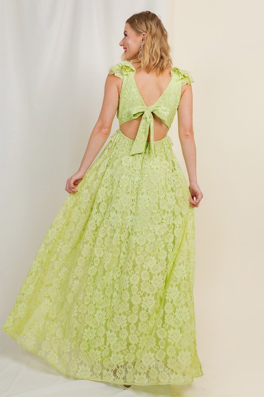 LACE FLORAL MAXI DRESS WITH RUFFLE ST-037