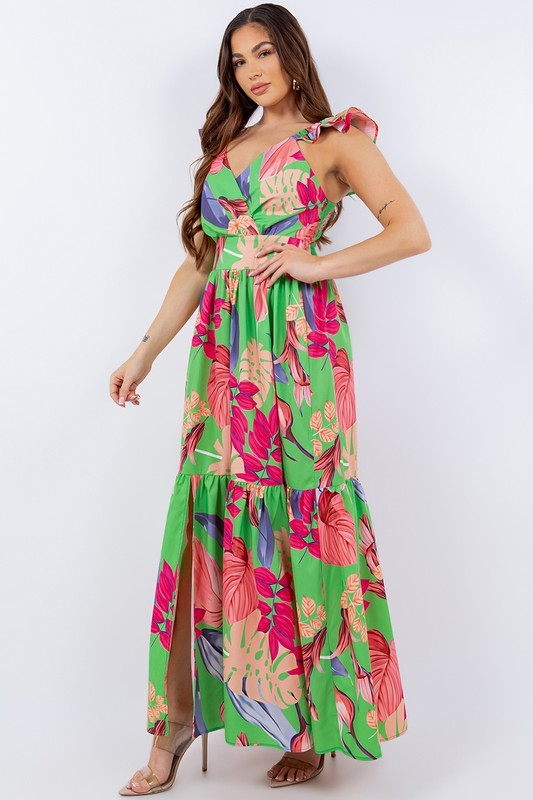Floral Print Fashion Maxi Dress ST-014