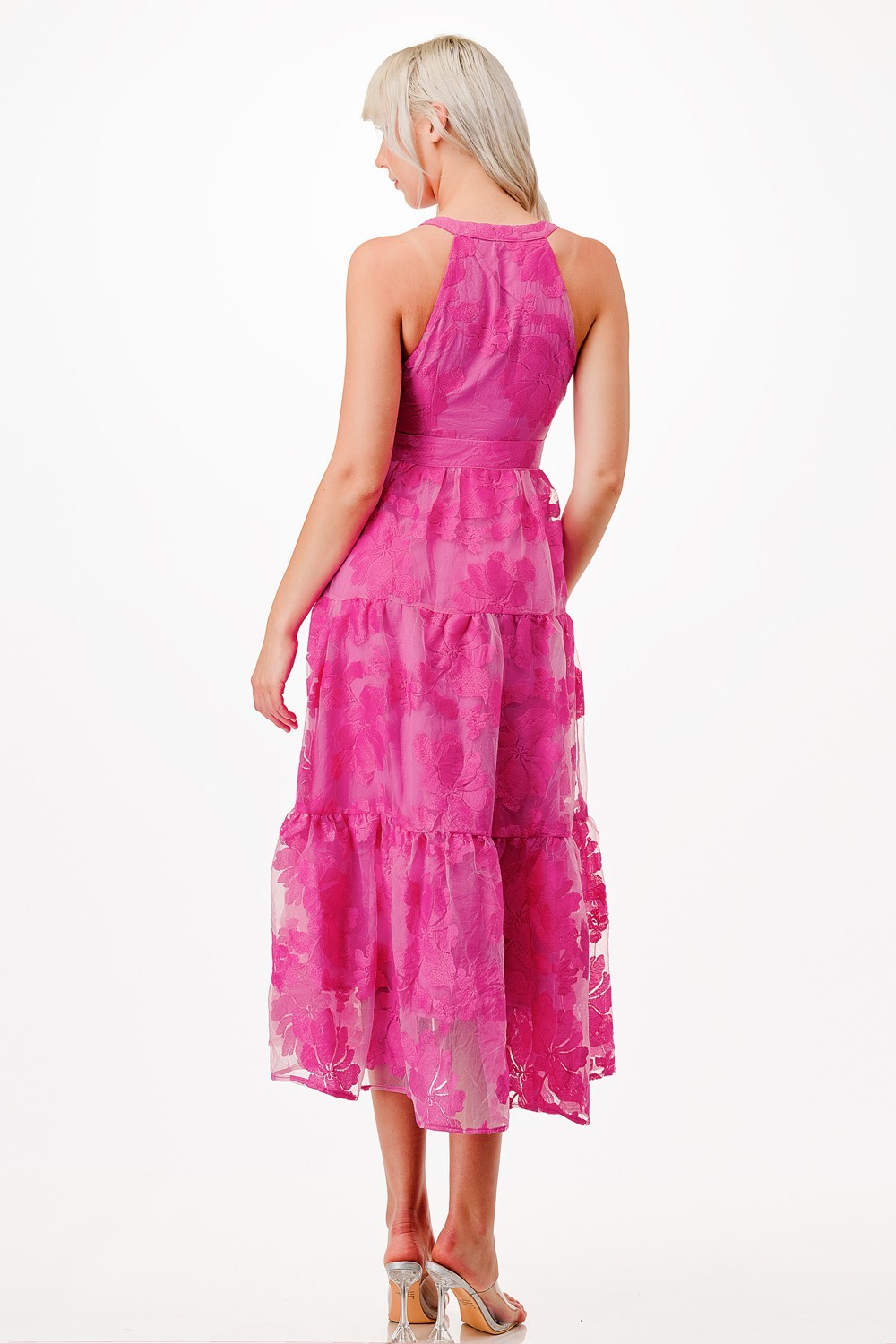 Halter Neck Ribbon Midi Dress ST-023