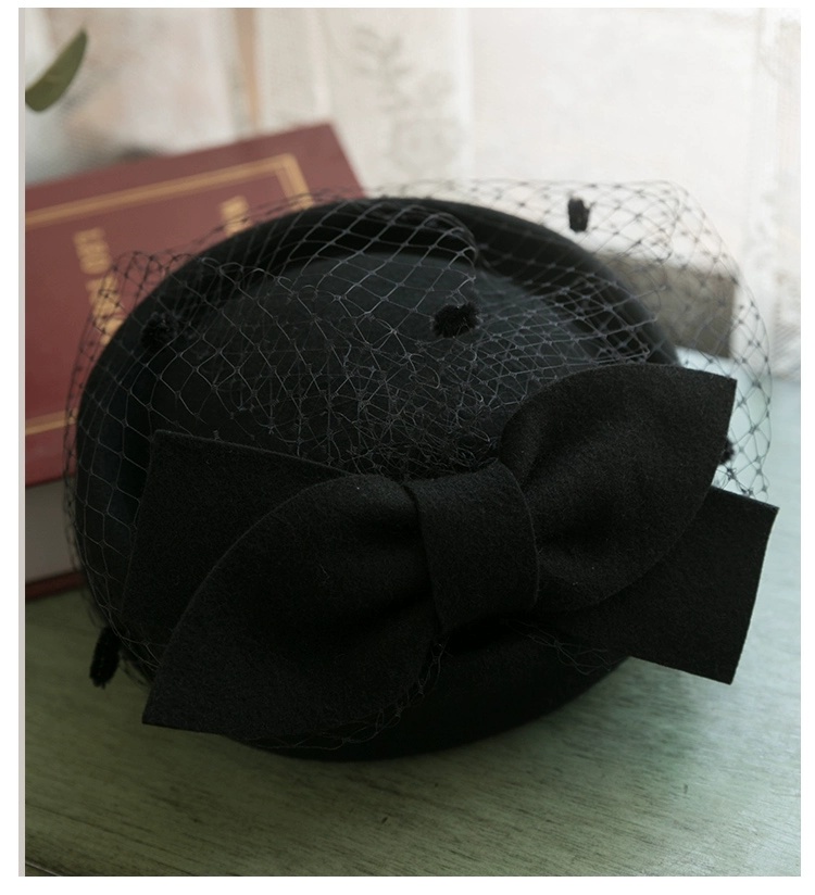 French Bow Hepburn Style Fashionable Woolen Hat