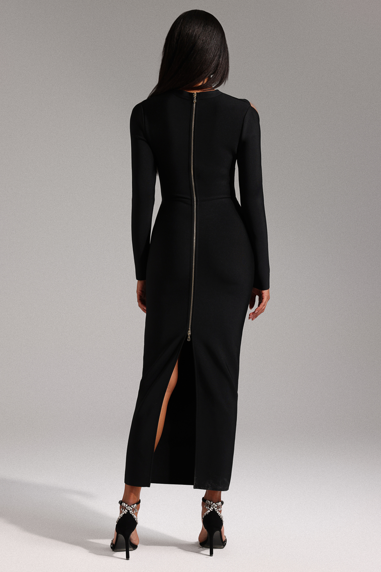 Lave Long Sleeves Hollow Out Bandage Maxi Dress