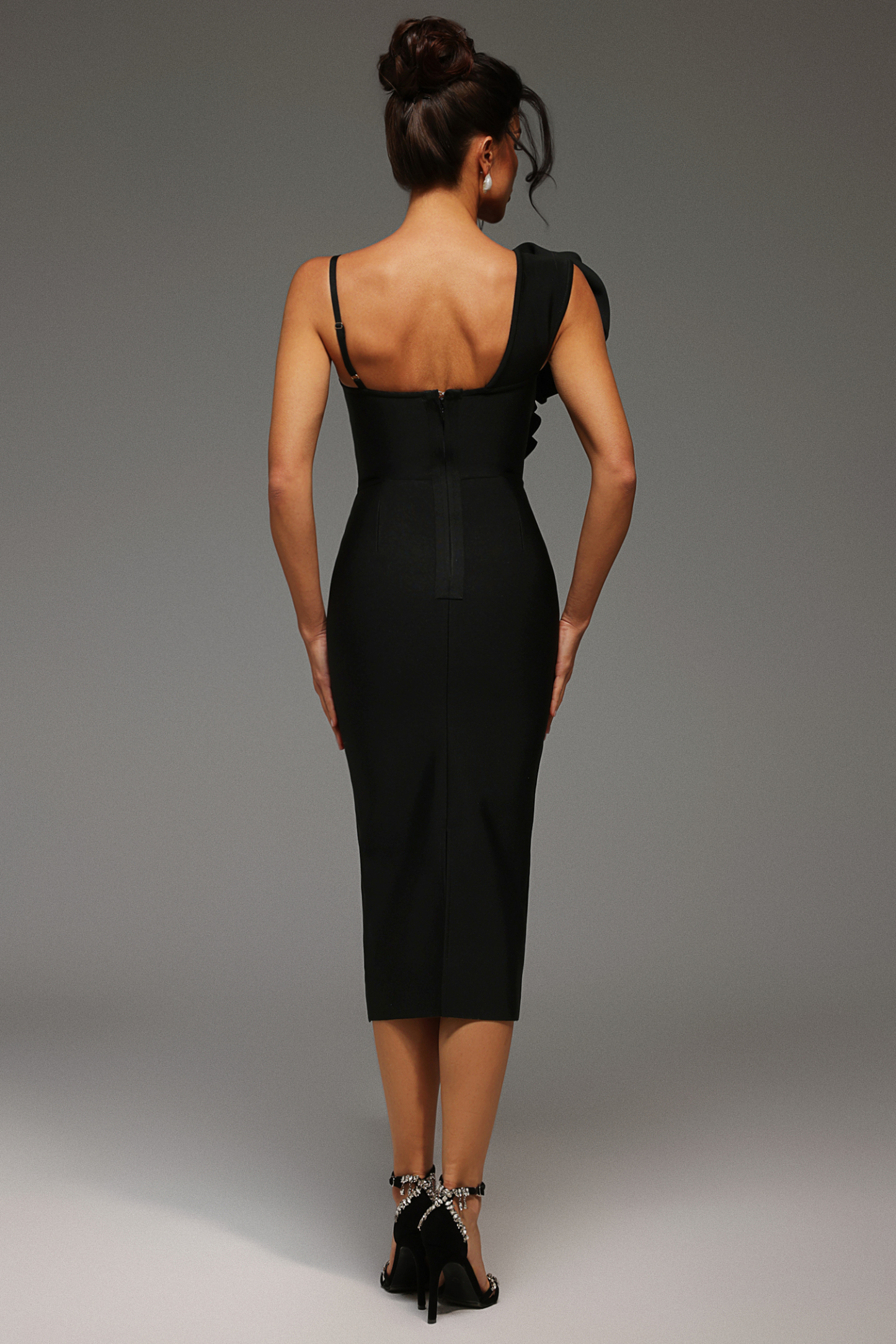 Lzada Halter Flowers Bandage Midi Dress