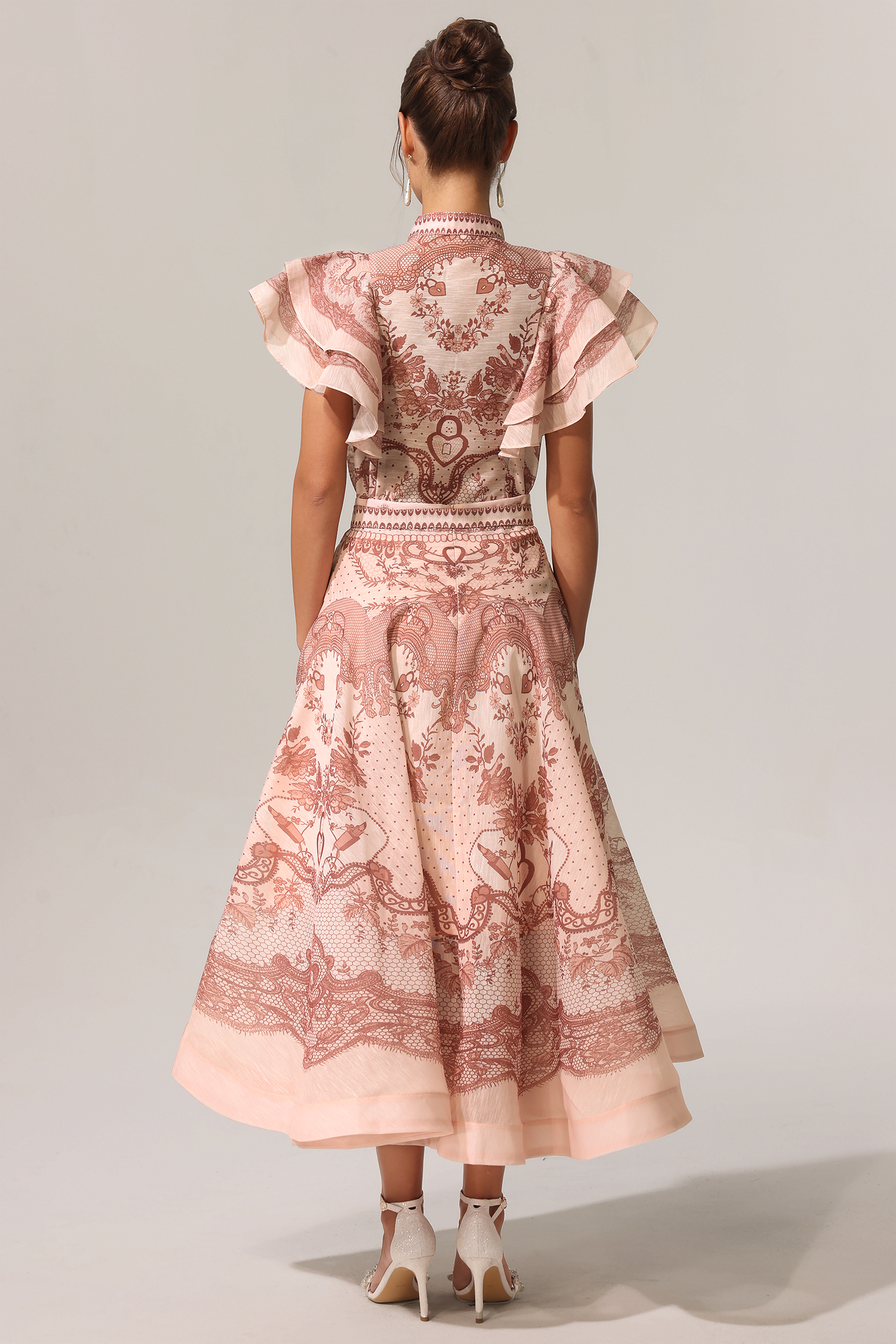 Kimivi Sleeveless Floral Printed Shirt Two-Piece Set