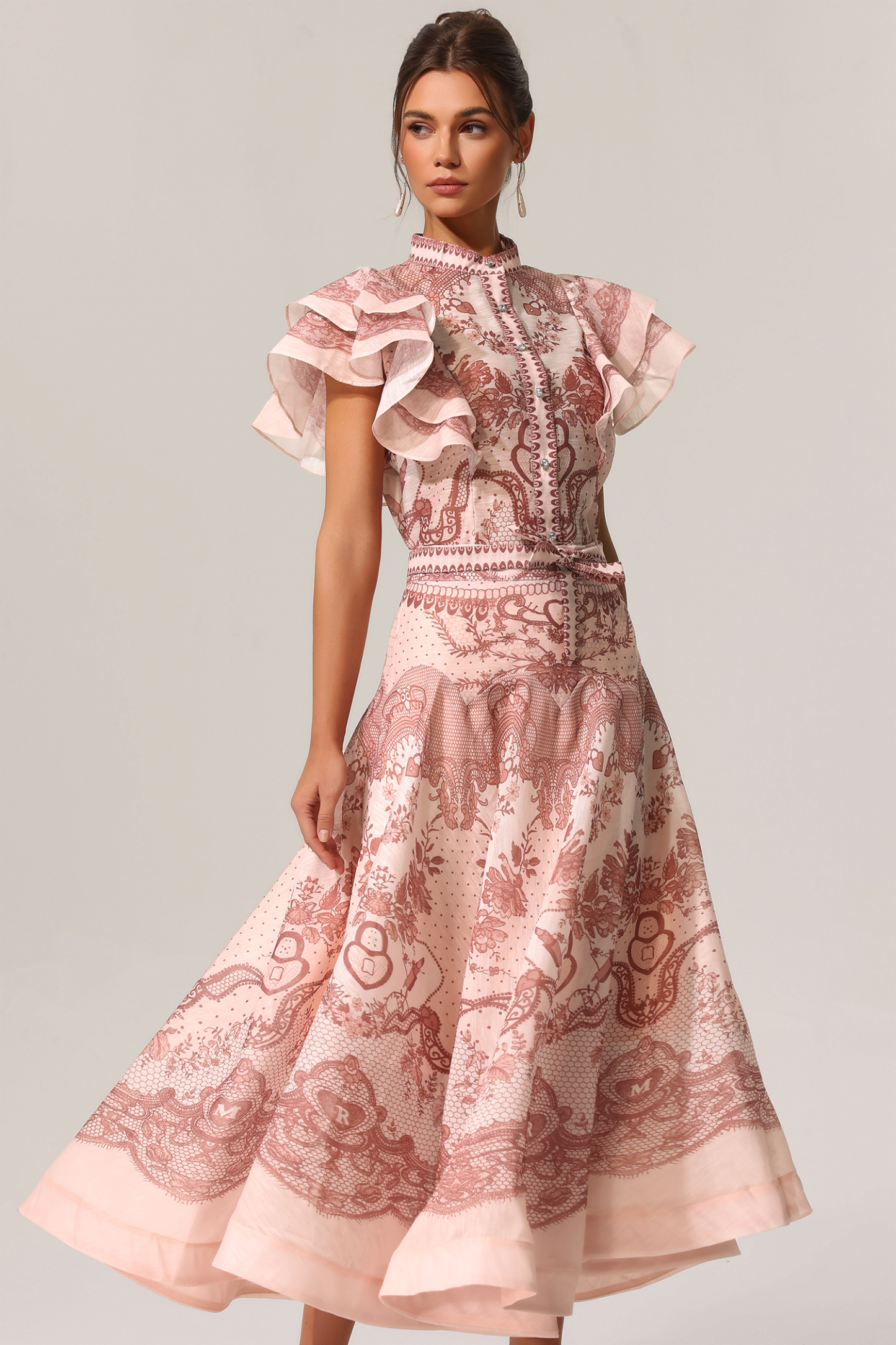 Kimivi Sleeveless Floral Printed Shirt Two-Piece Set