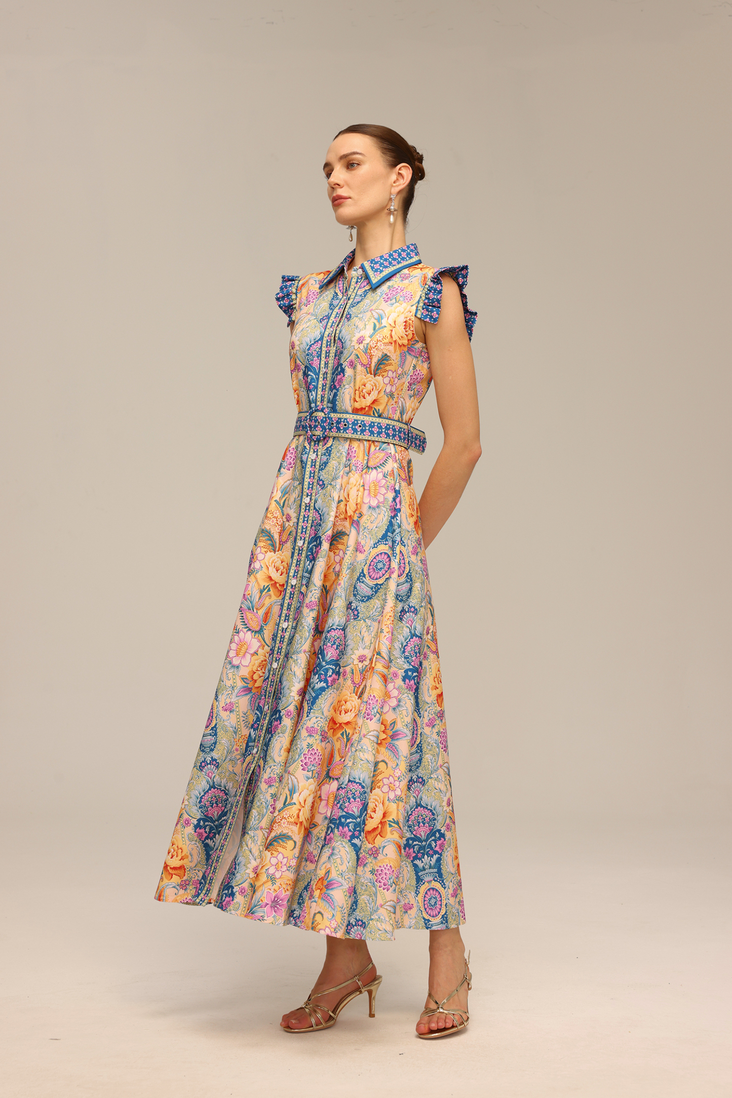 Naida Floral Printed Sleeveless Maxi Dress