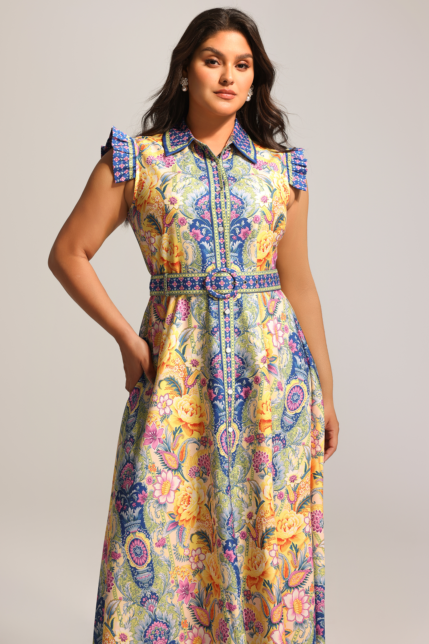 Naida Floral Printed Sleeveless Maxi Dress