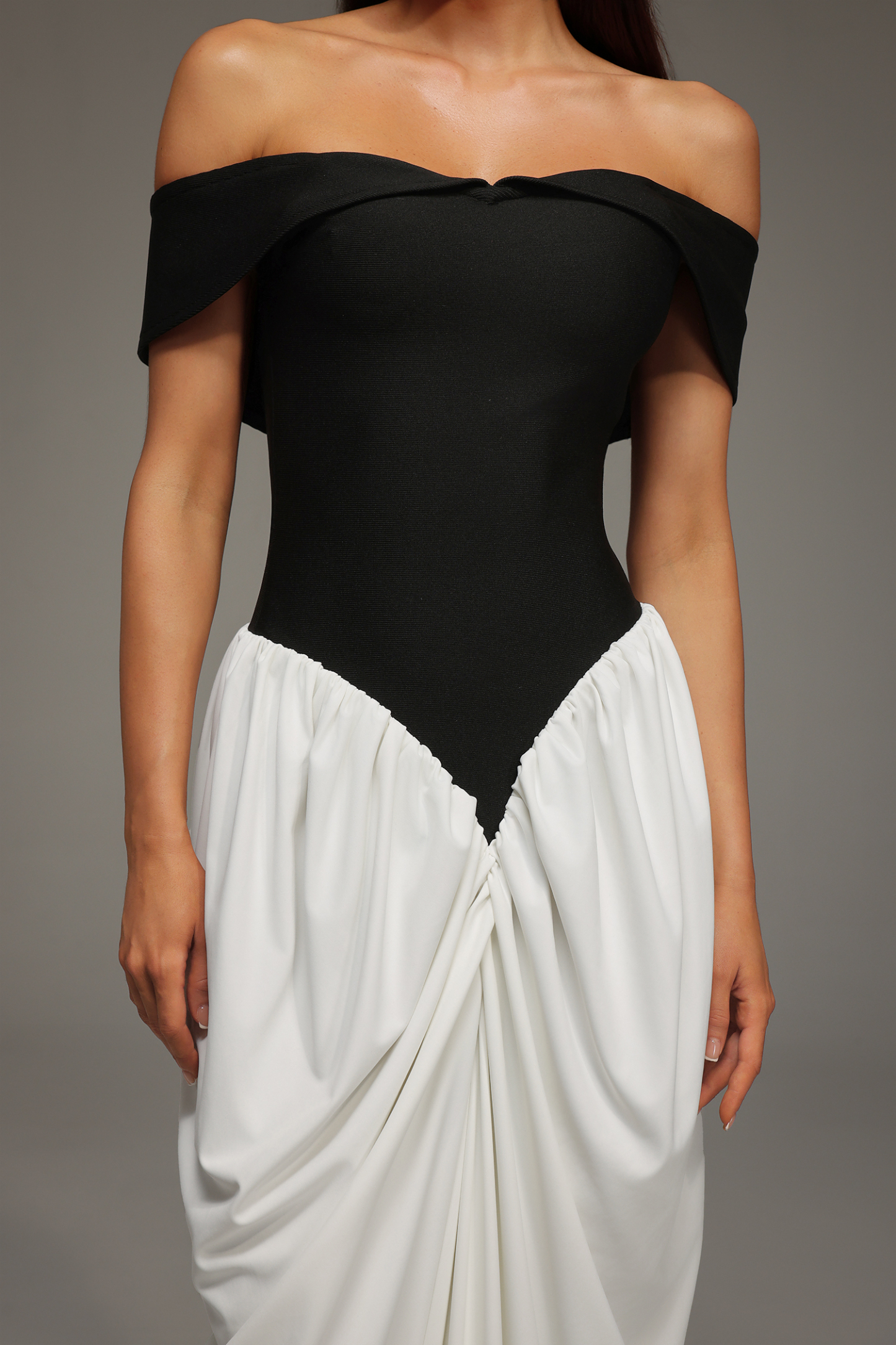 Leha Sleeveless Off The Shoulder Wrinkles Bandage Maxi Dress