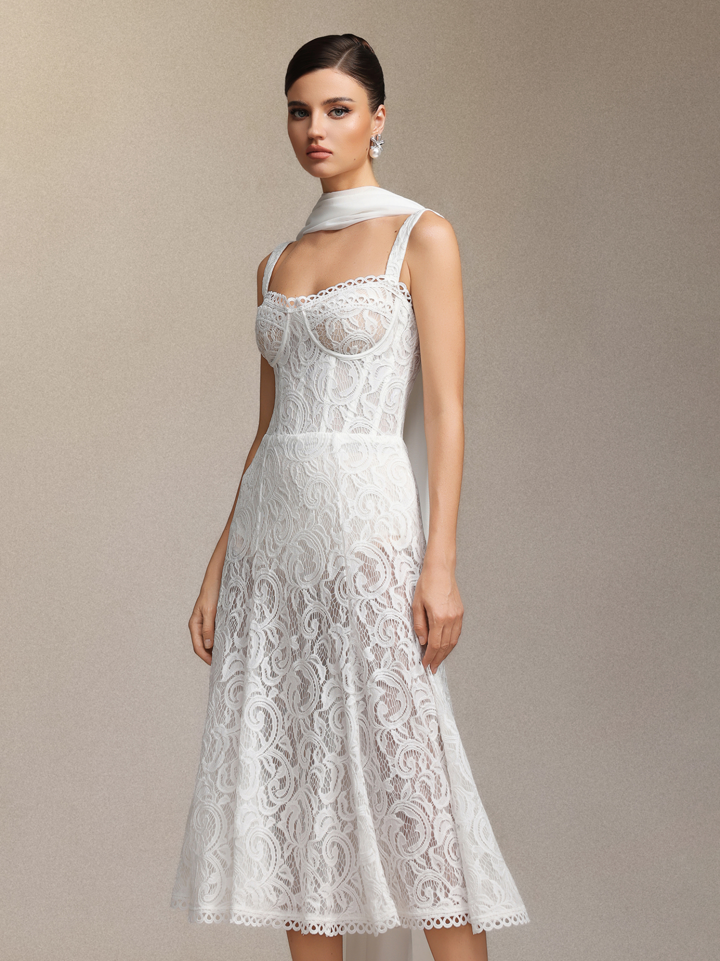 Junya Lace Corset Sleeveless Midi Dress