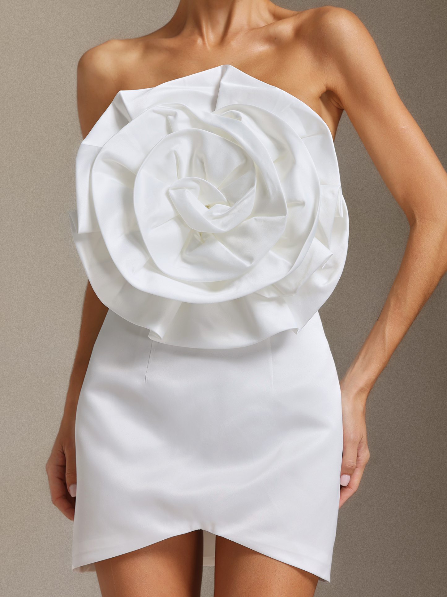 Tannen Flower Strapless Mini Dress