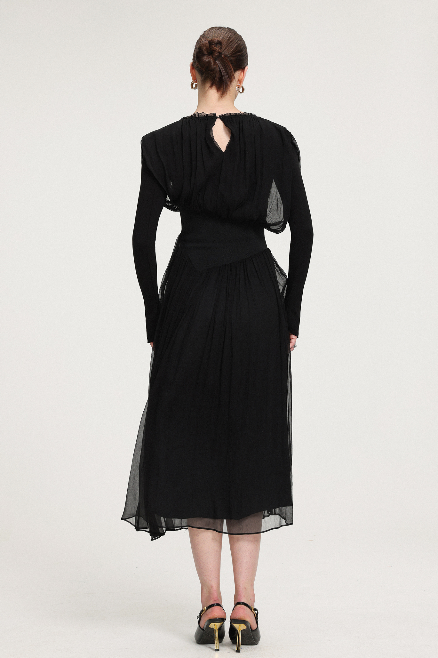 Pleated Chiffon Midi Dress