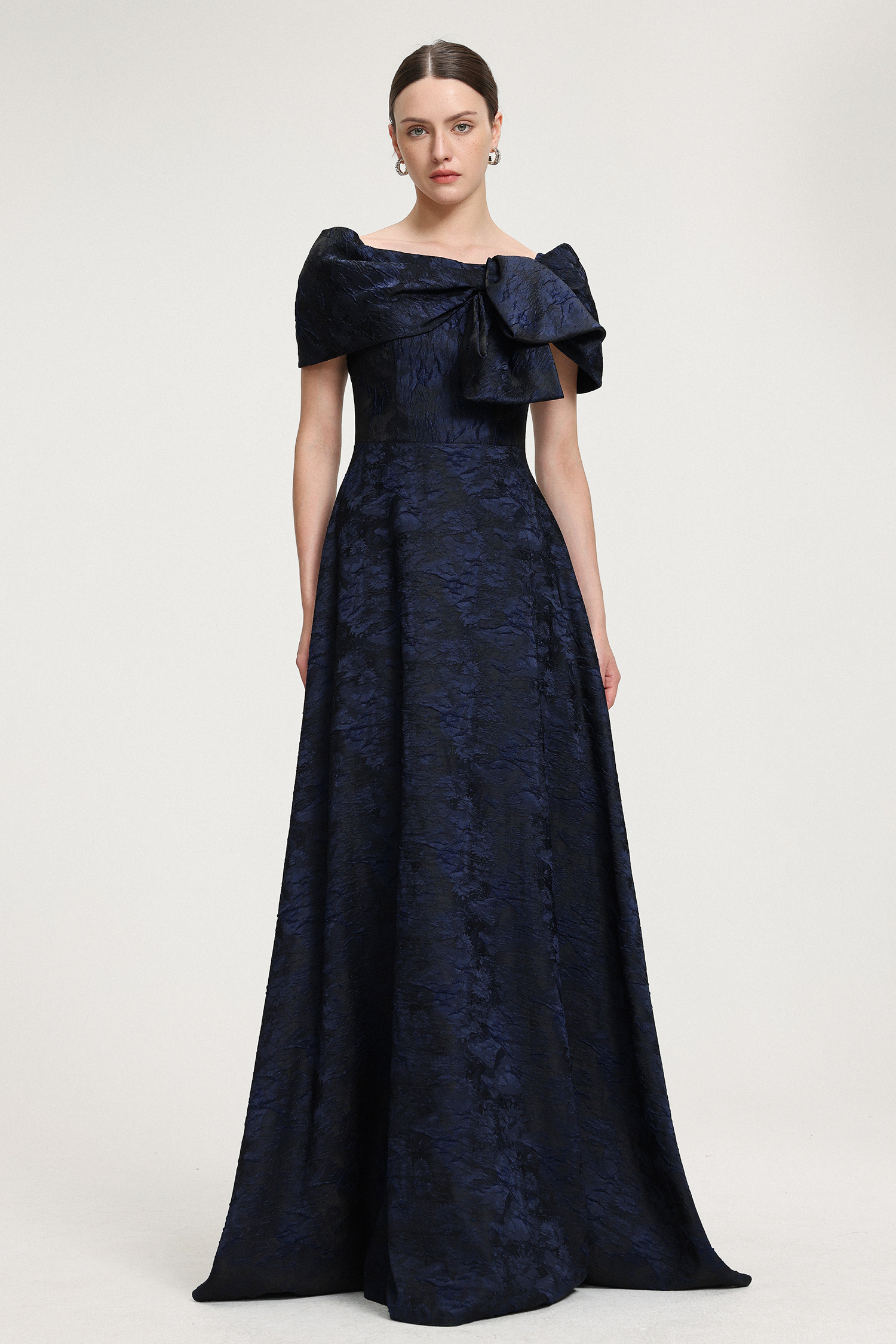 Bow-Detail Jacquard Maxi Dress